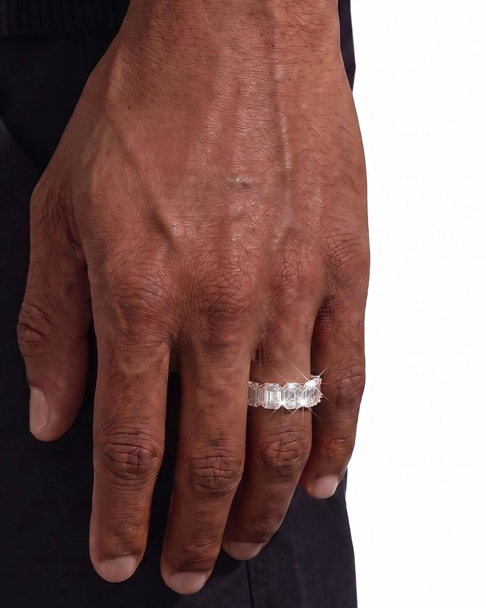 Moissanite 3-Row Baguette Band Ring 14K Gold (view 10 of 12)