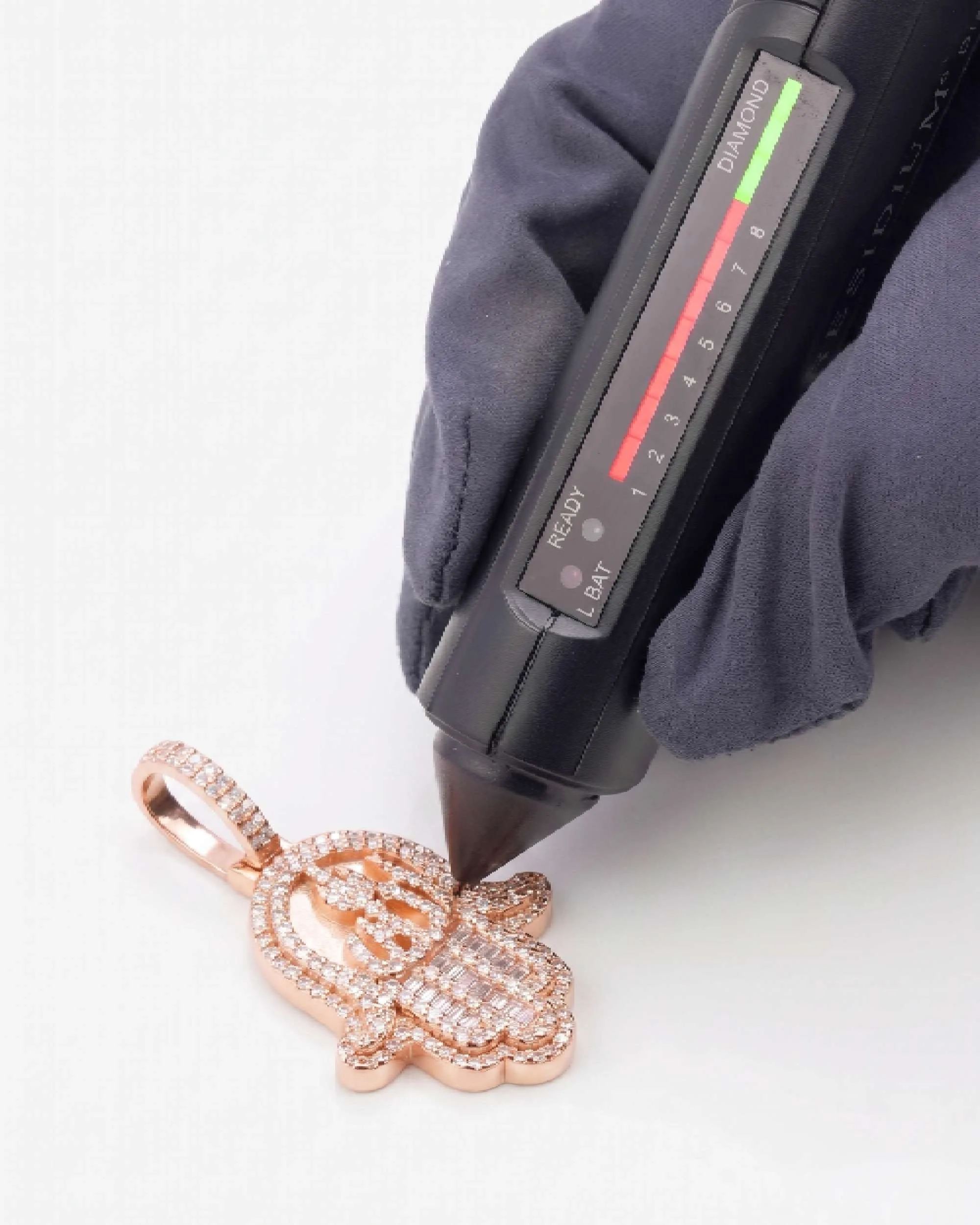Moissanite Allah Hamsa Hand Pendant 14K Gold (view 11 of 12)