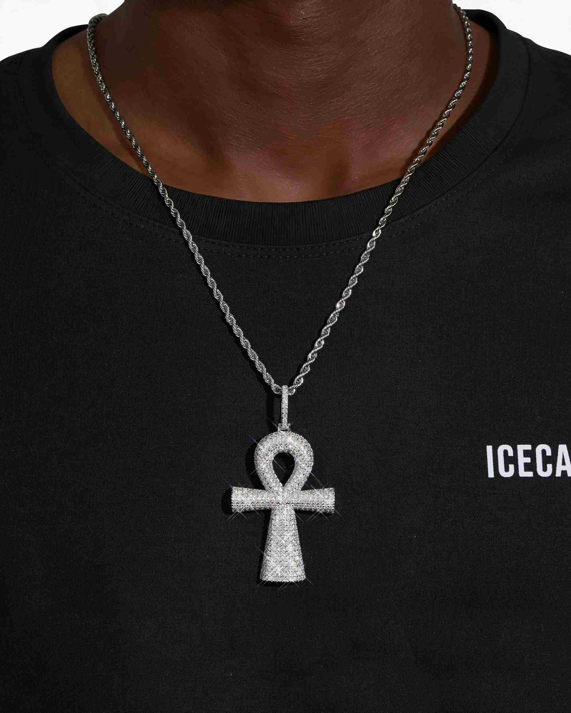 Moissanite Ankh Pendant 14K Gold (view 2 of 6)