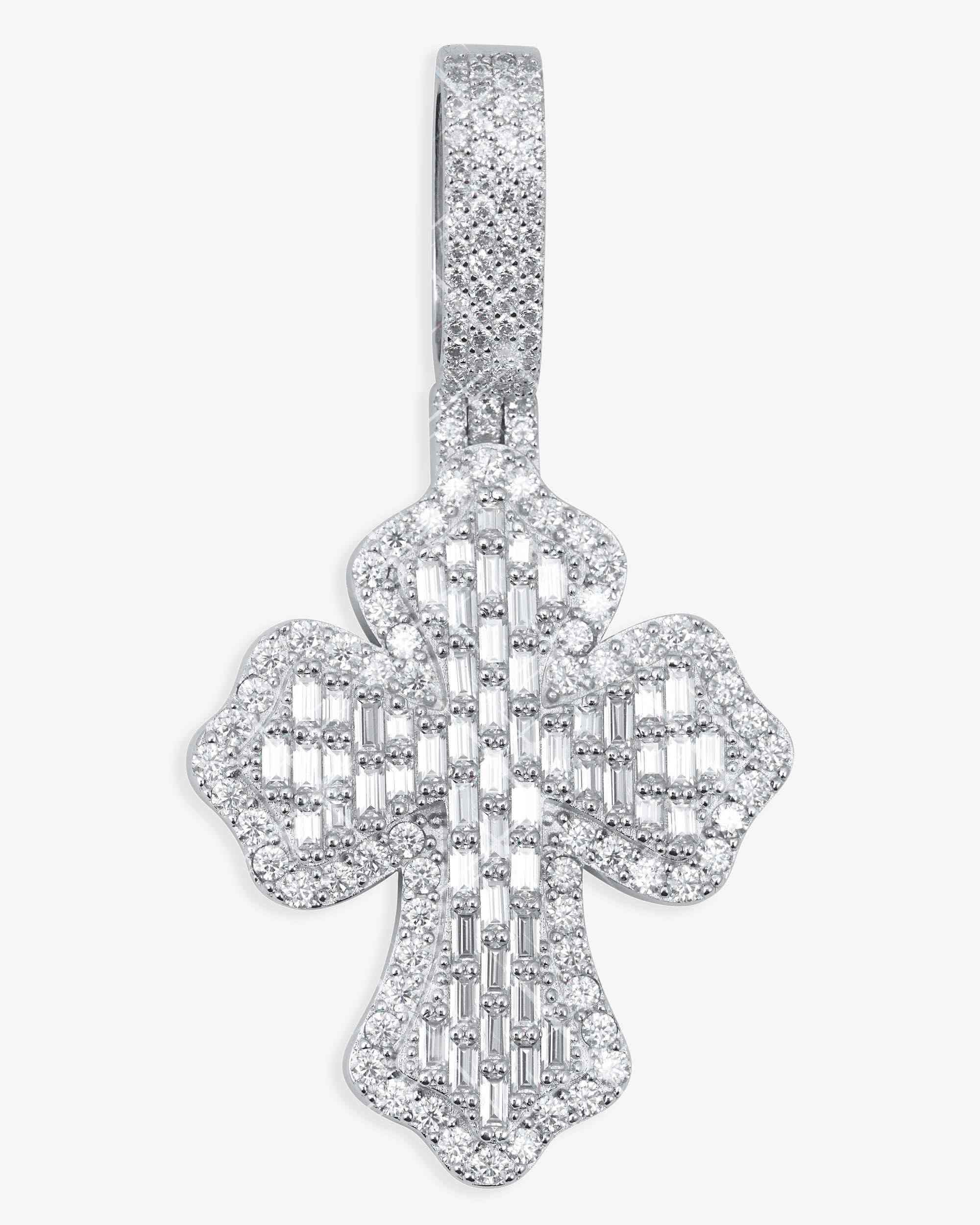 Moissanite Baguette Cross Pendant 14K Gold