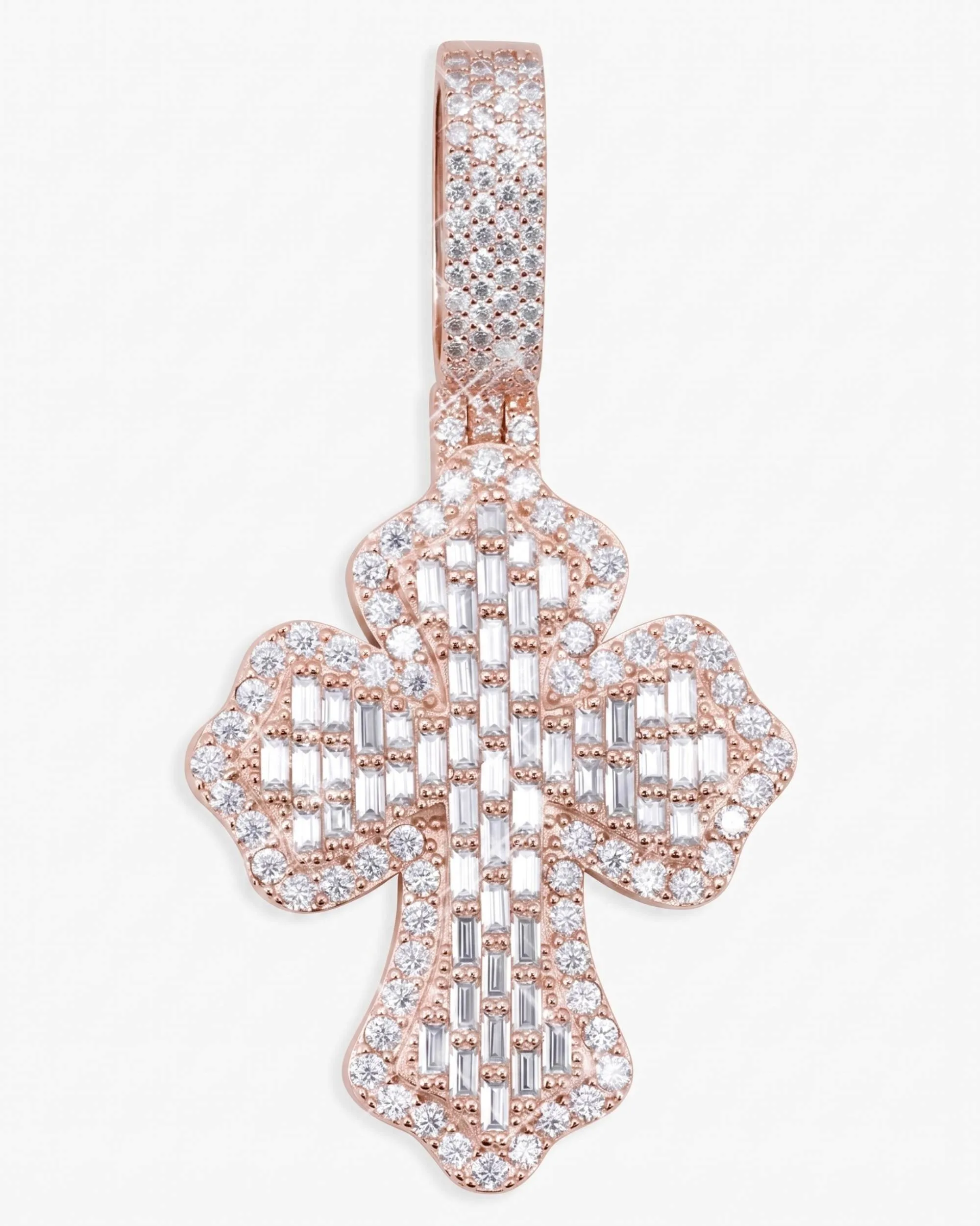 Moissanite Baguette Cross Pendant 14K Gold (view 6 of 12)