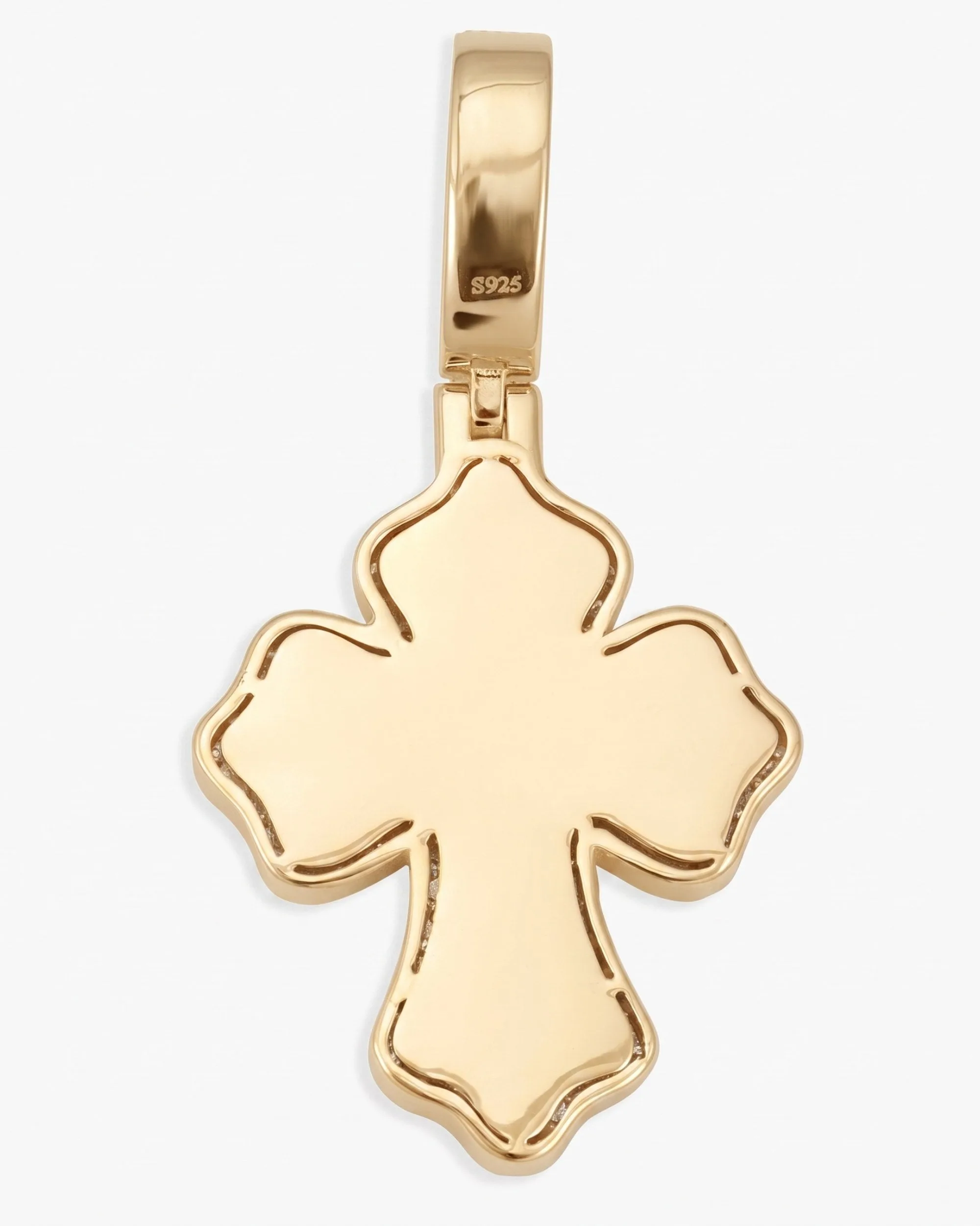 Moissanite Baguette Cross Pendant 14K Gold (view 9 of 12)