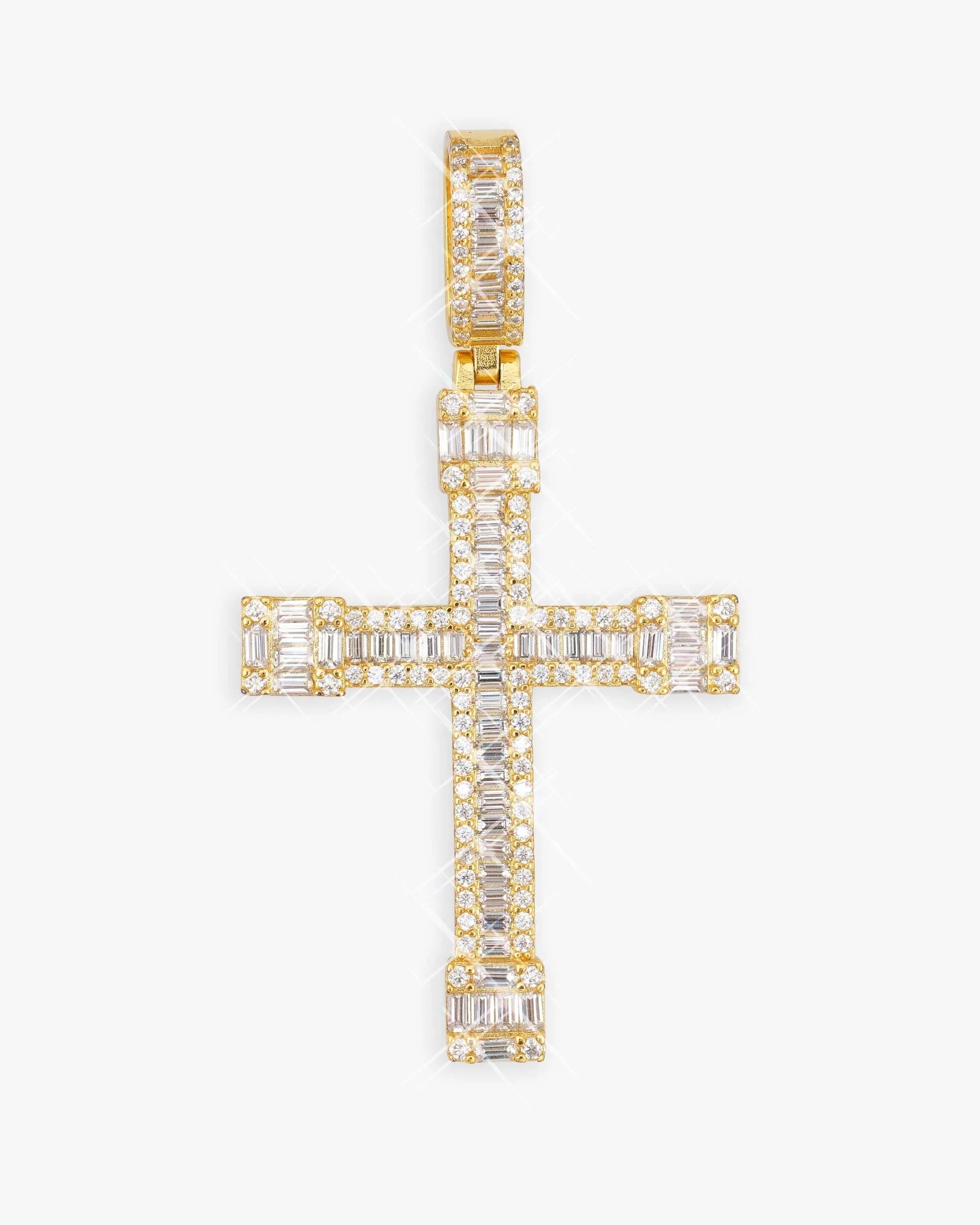 Moissanite Baguette Cut Cross Pendant 14K Gold (view 5 of 11)