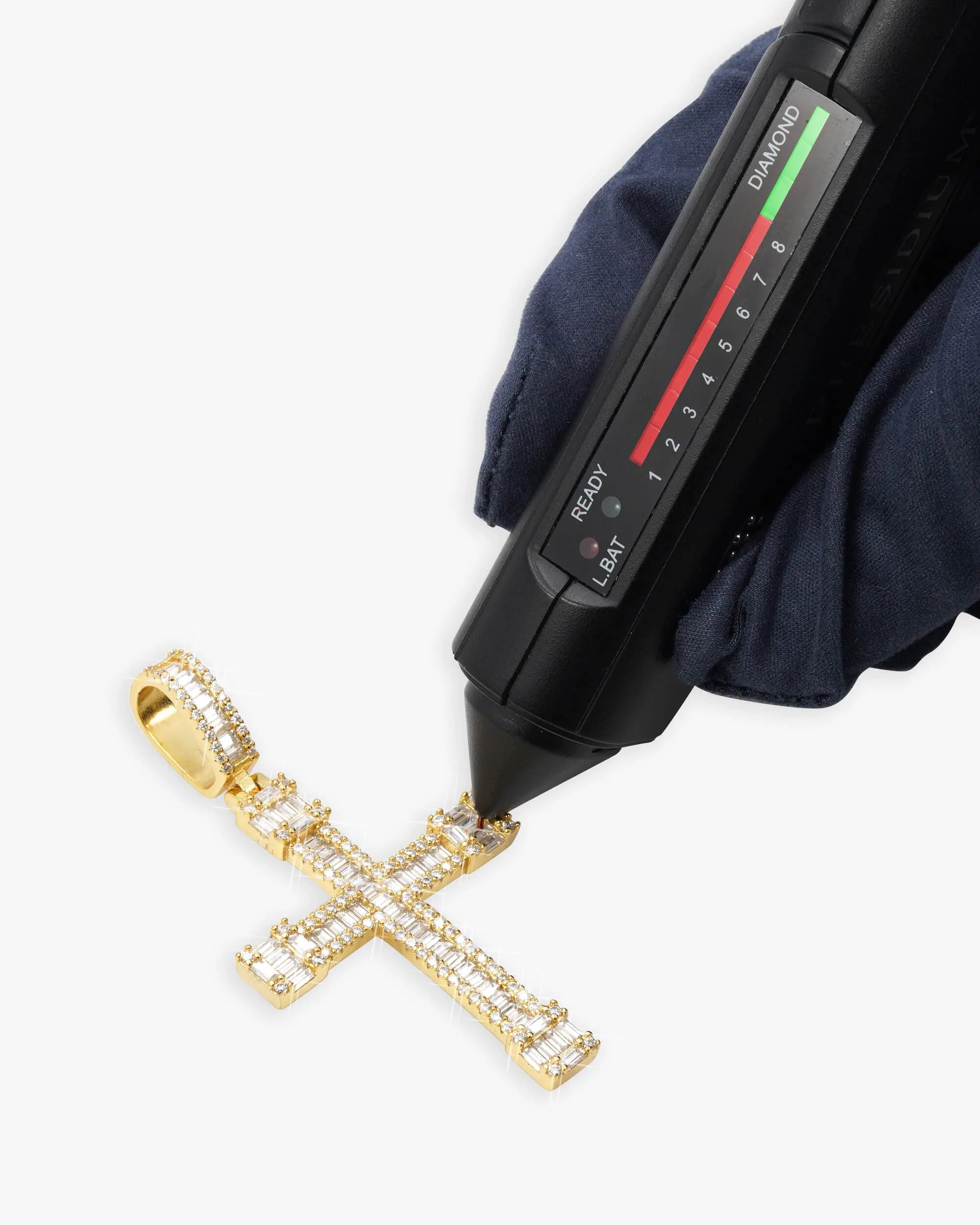 Moissanite Baguette Cut Cross Pendant 14K Gold (view 8 of 11)
