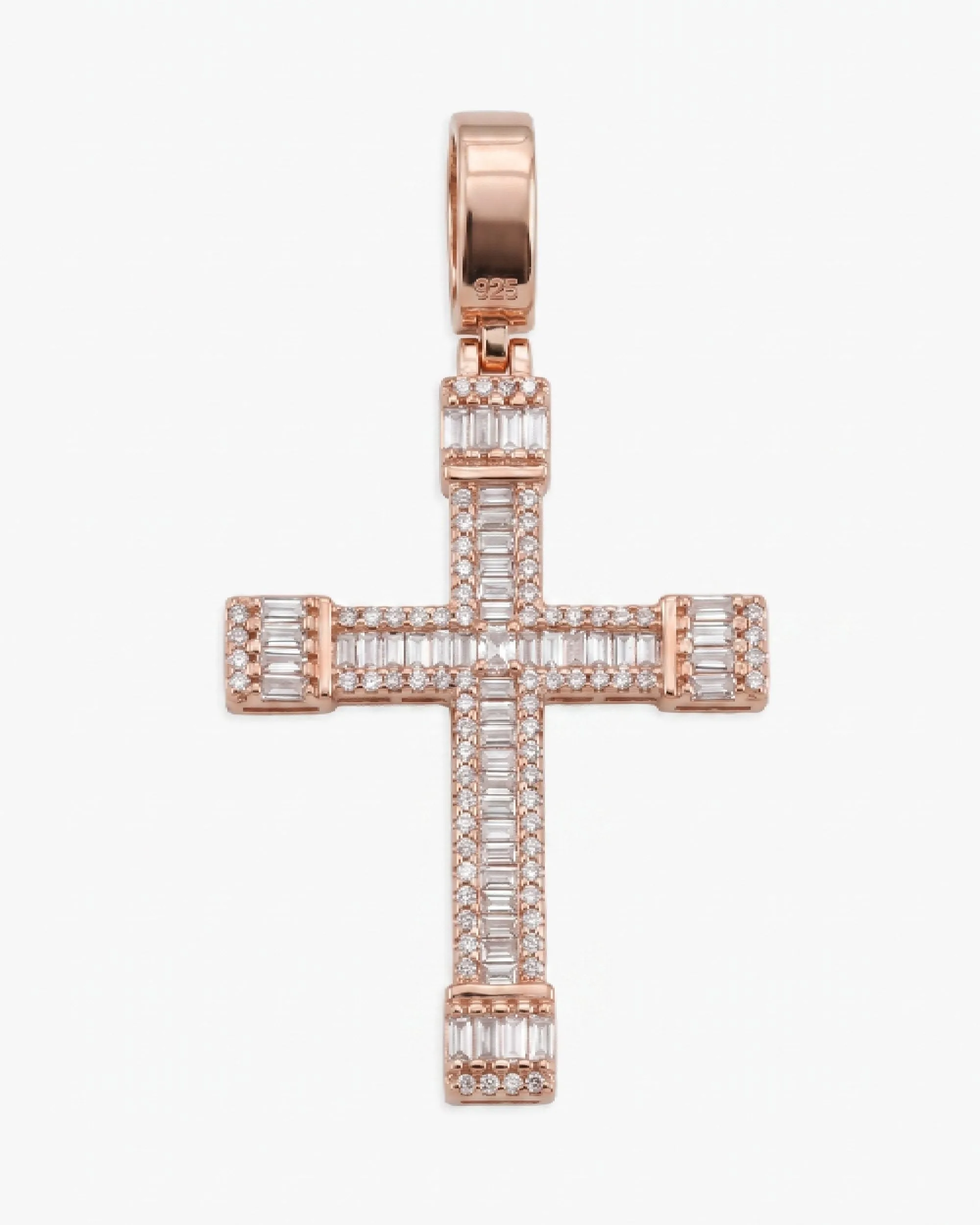 Moissanite Baguette Cut Cross Pendant 14K Gold (view 10 of 11)