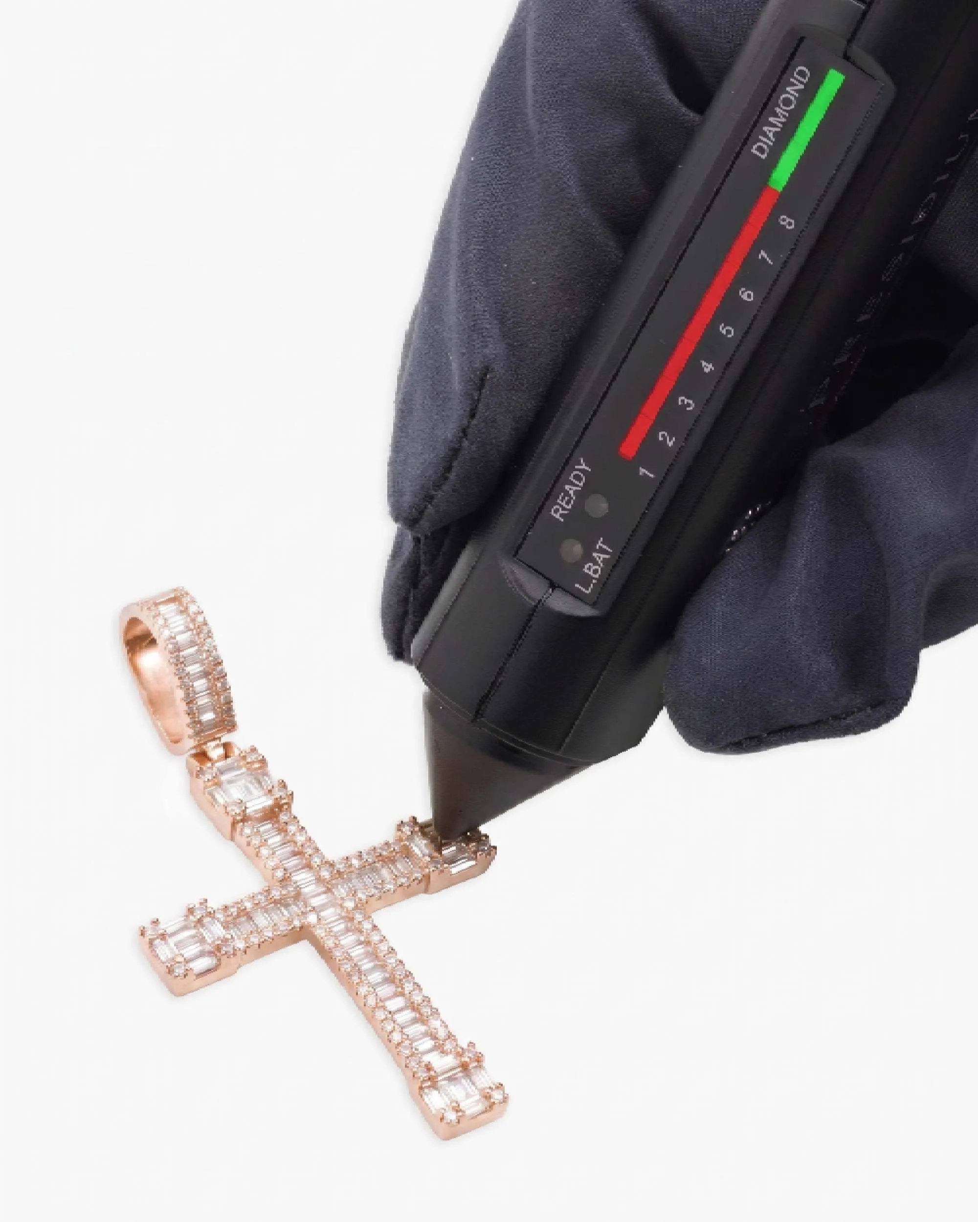 Moissanite Baguette Cut Cross Pendant 14K Gold (view 11 of 11)