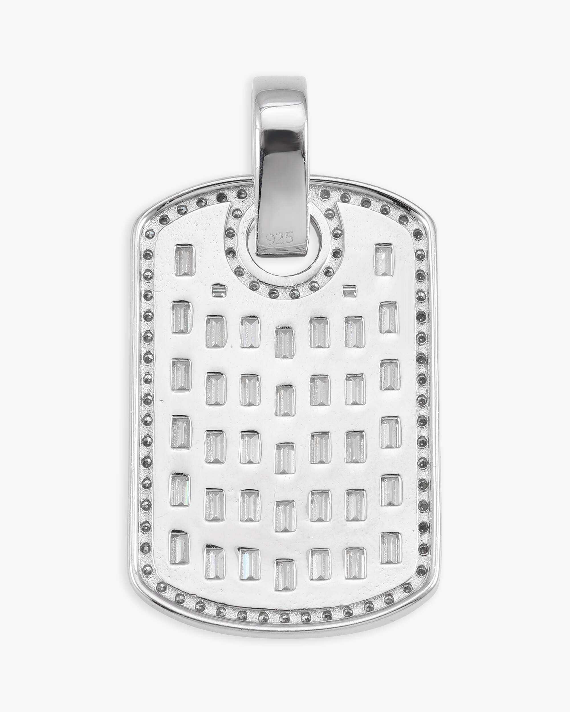 Moissanite Baguette Dog Tag Pendant 14K Gold (view 3 of 5)