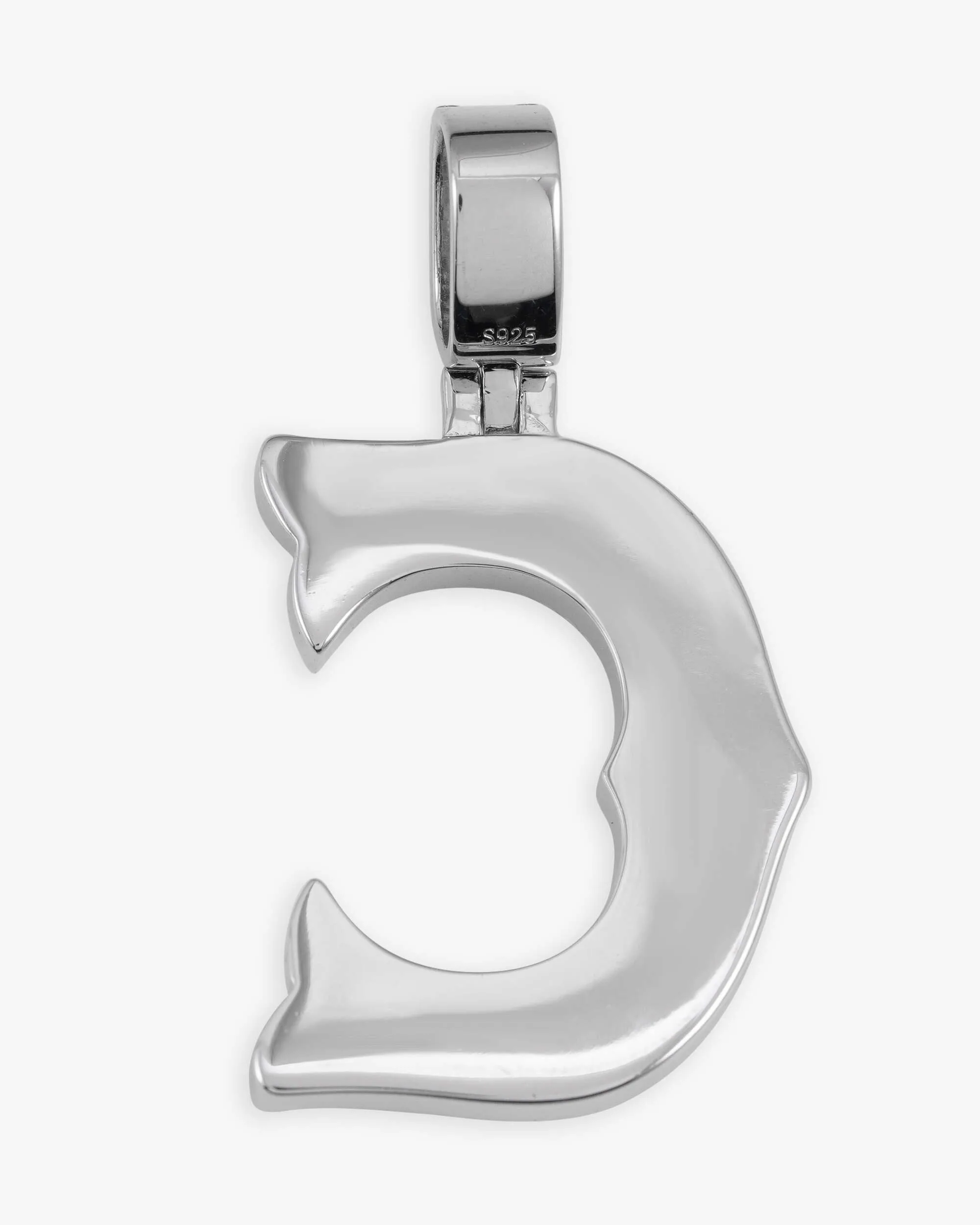 Moissanite Baguette Letter "C" Pendant - in white gold (view 3 of 12)