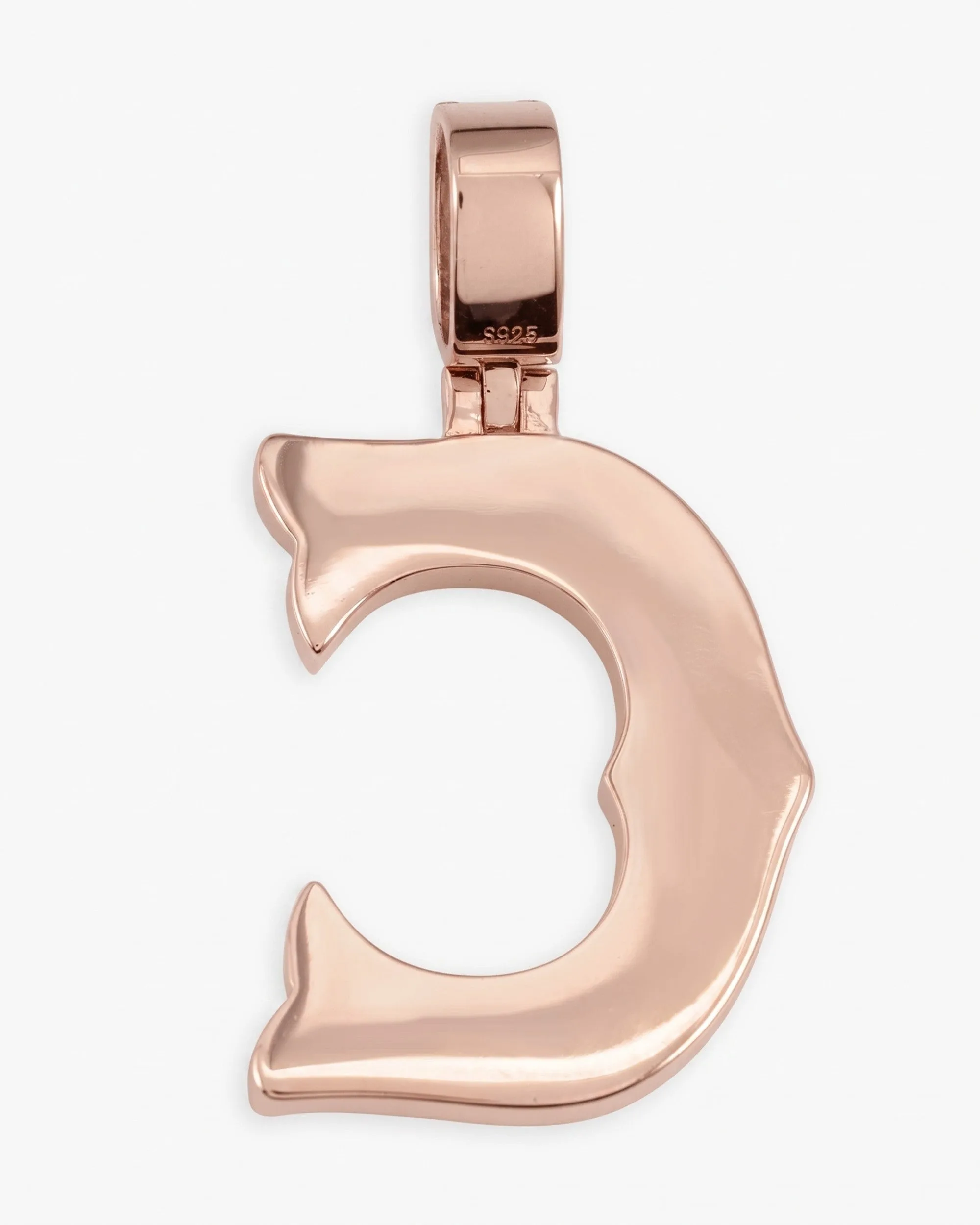 Moissanite Baguette Letter "C" Pendant - in white gold (view 7 of 12)