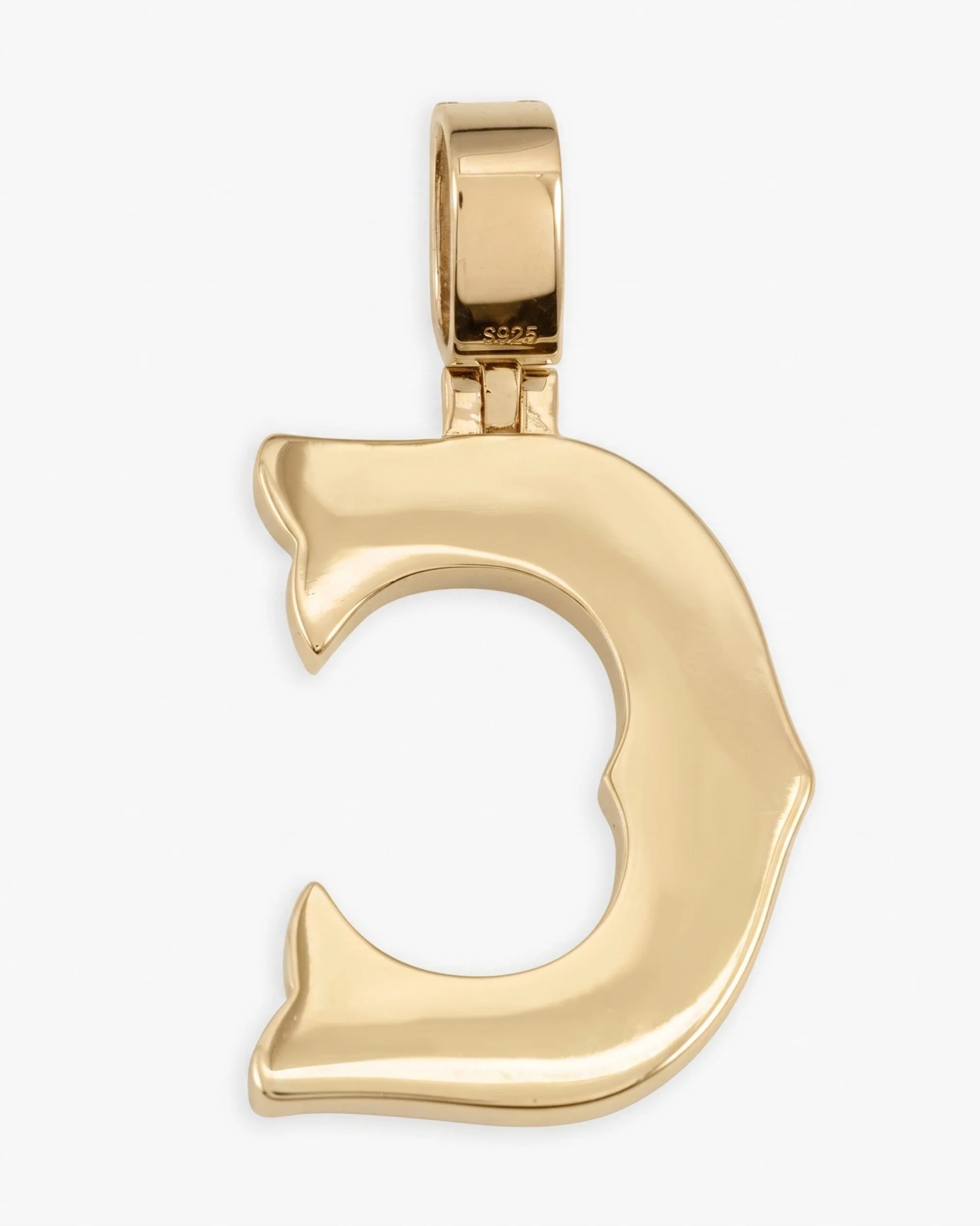 Moissanite Baguette Letter "C" Pendant - in white gold (view 11 of 12)