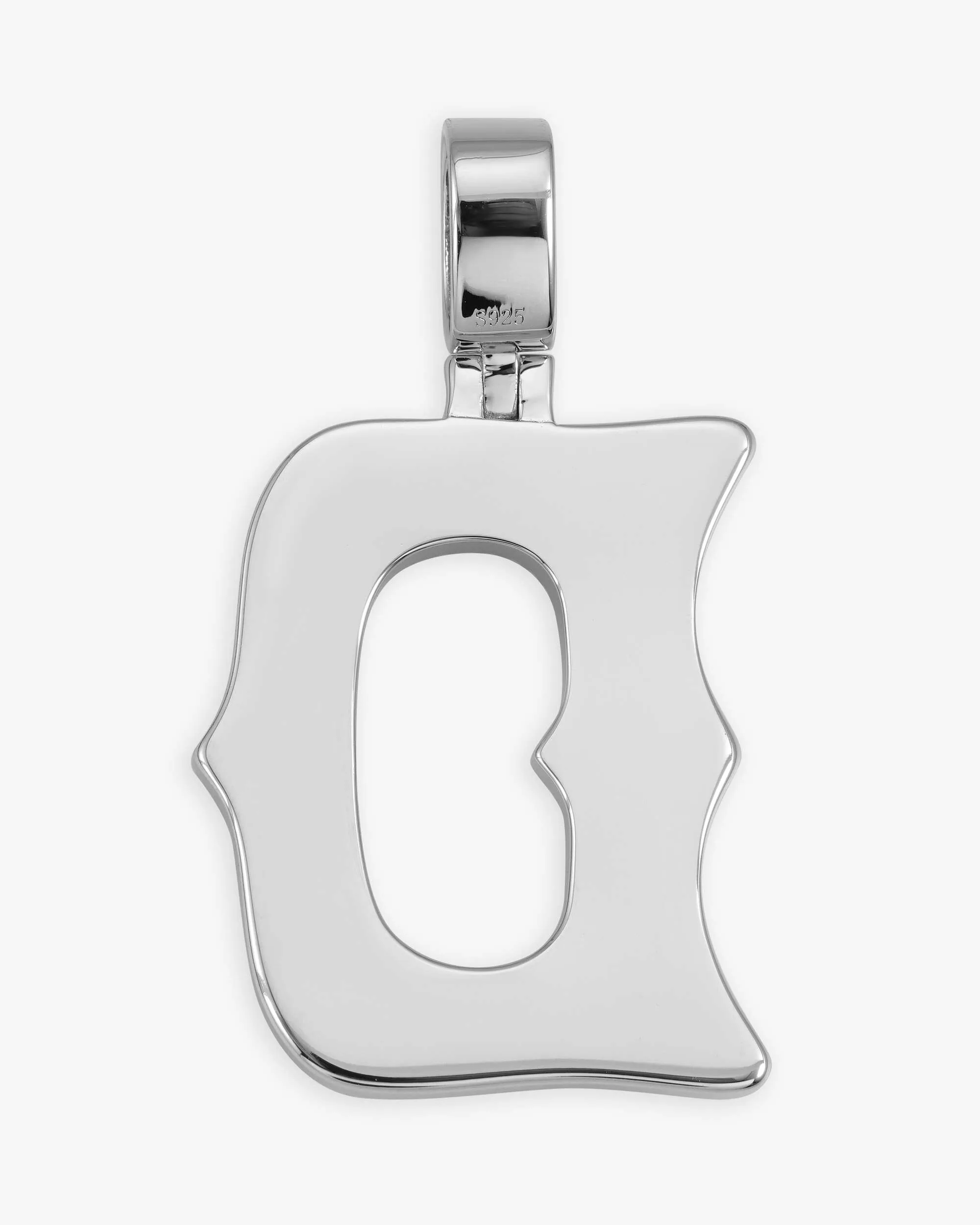Moissanite Baguette Letter "D" Pendant - in white gold (view 3 of 12)