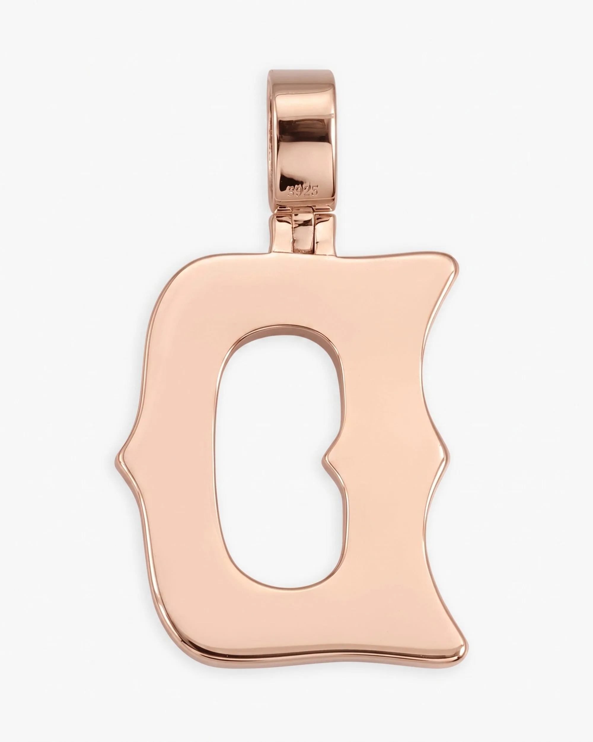 Moissanite Baguette Letter "D" Pendant - in white gold (view 11 of 12)