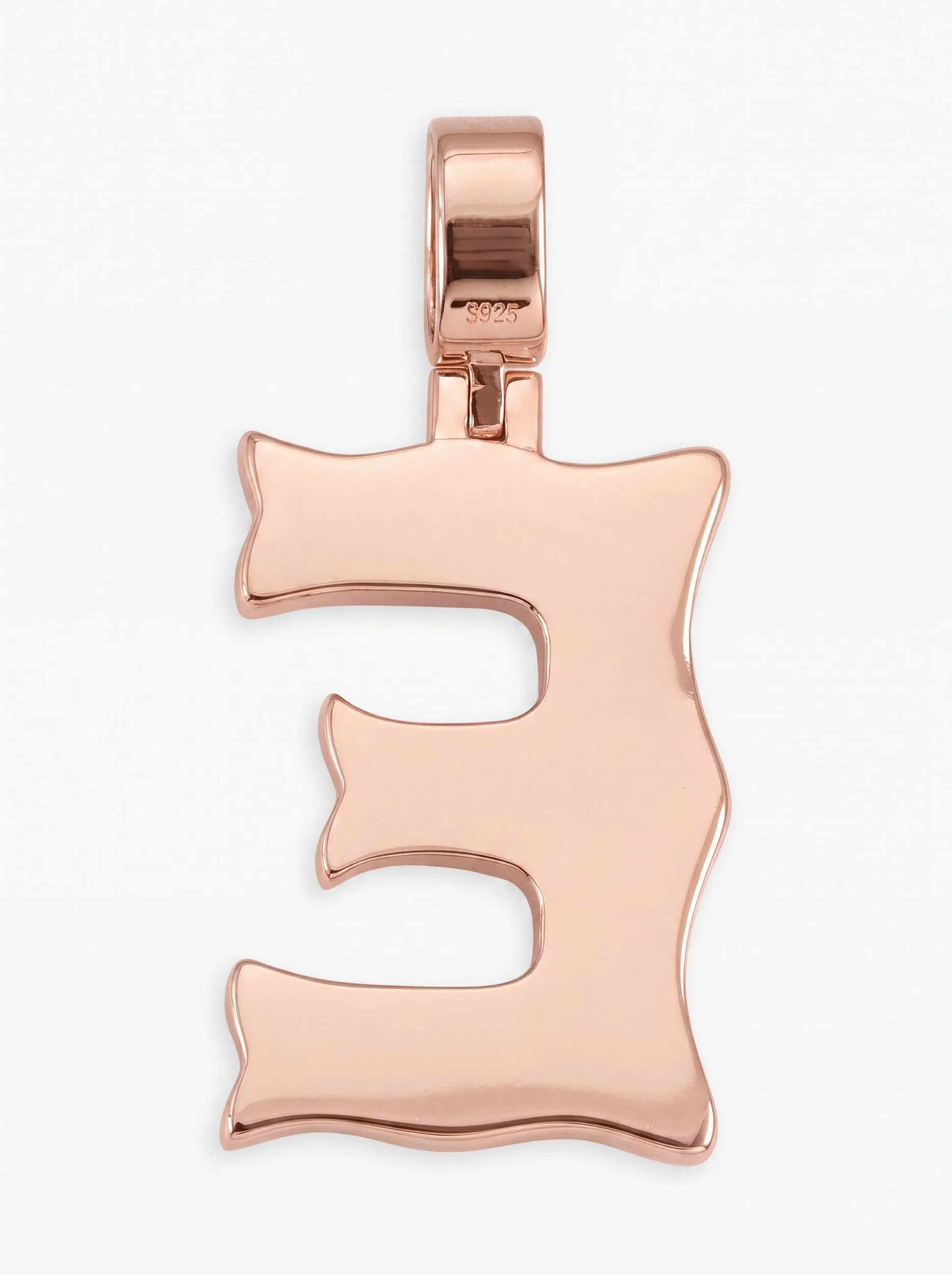 Moissanite Baguette Letter "E" Pendant - in white gold (view 13 of 14)