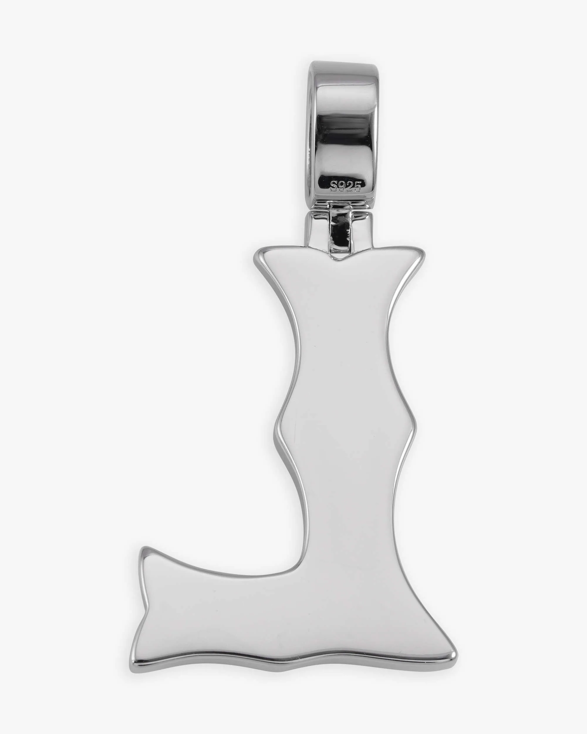 Moissanite Baguette Letter "L" Pendant - in white gold (view 3 of 12)