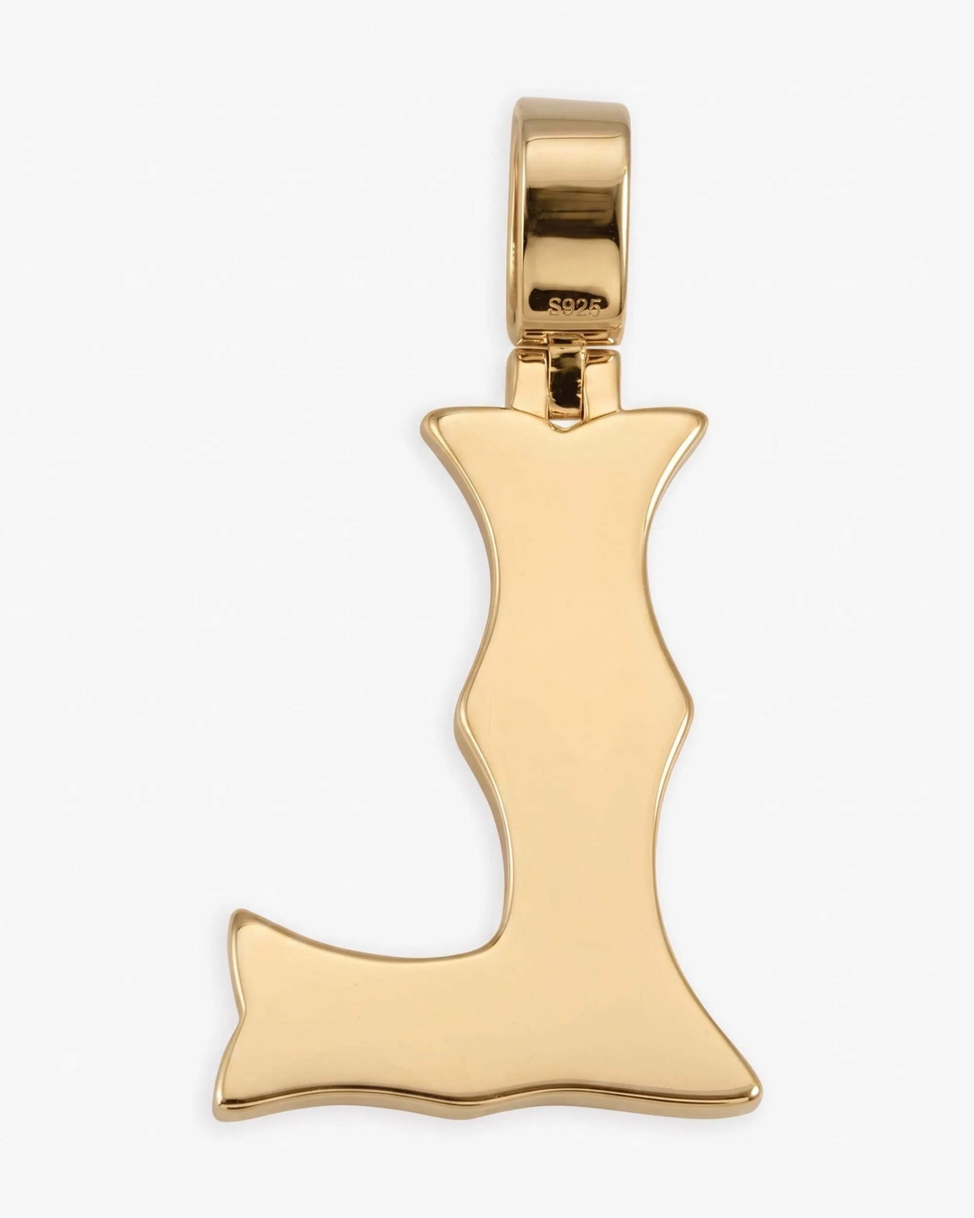 Moissanite Baguette Letter "L" Pendant - in white gold (view 11 of 12)