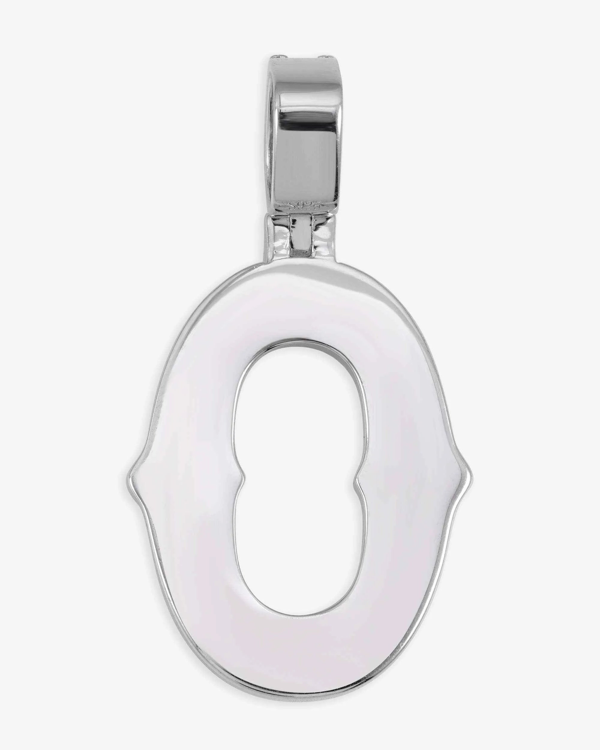 Moissanite Baguette Letter "O" Pendant - in white gold (view 3 of 14)