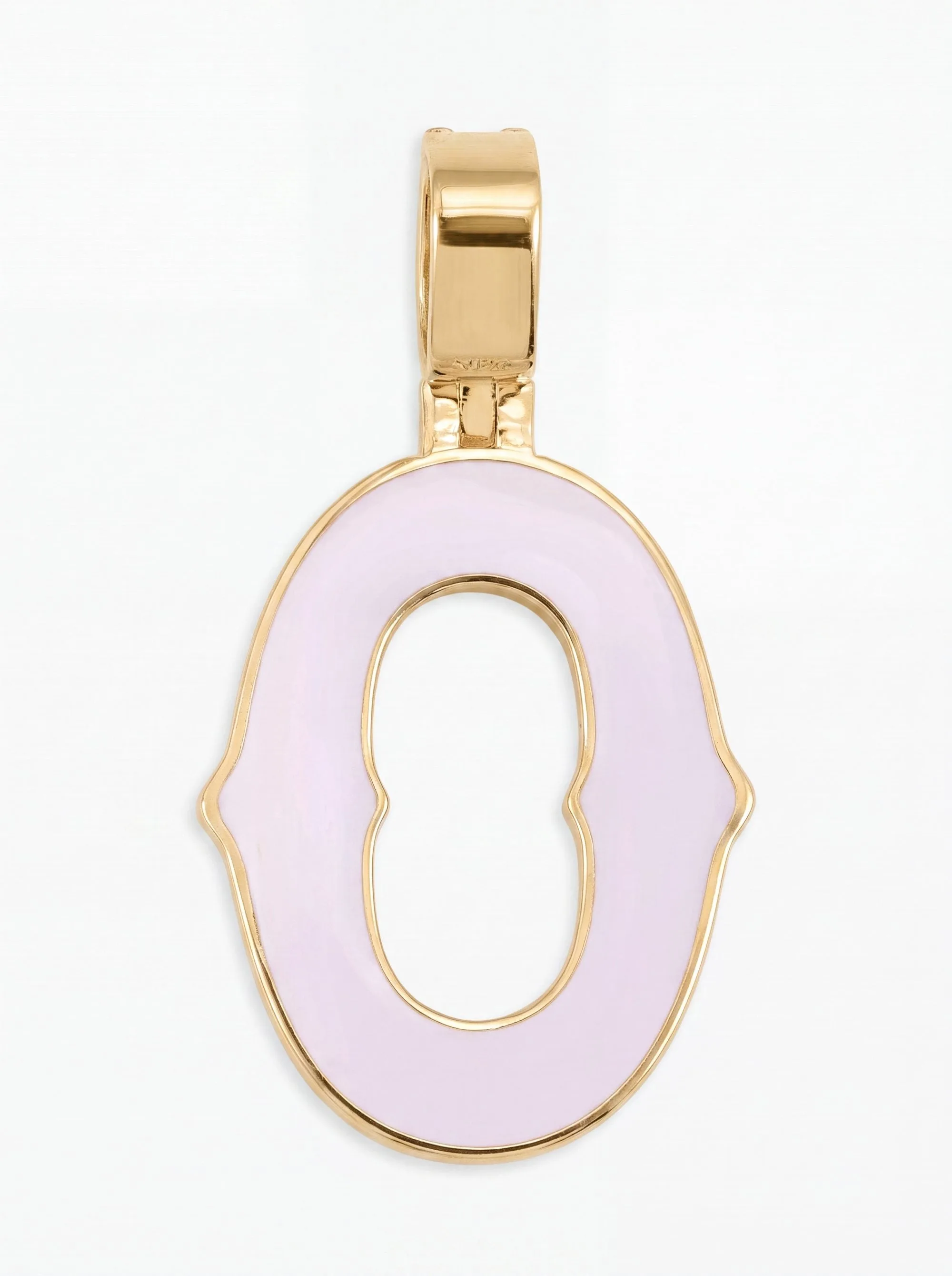 Moissanite Baguette Letter "O" Pendant - in white gold (view 9 of 14)