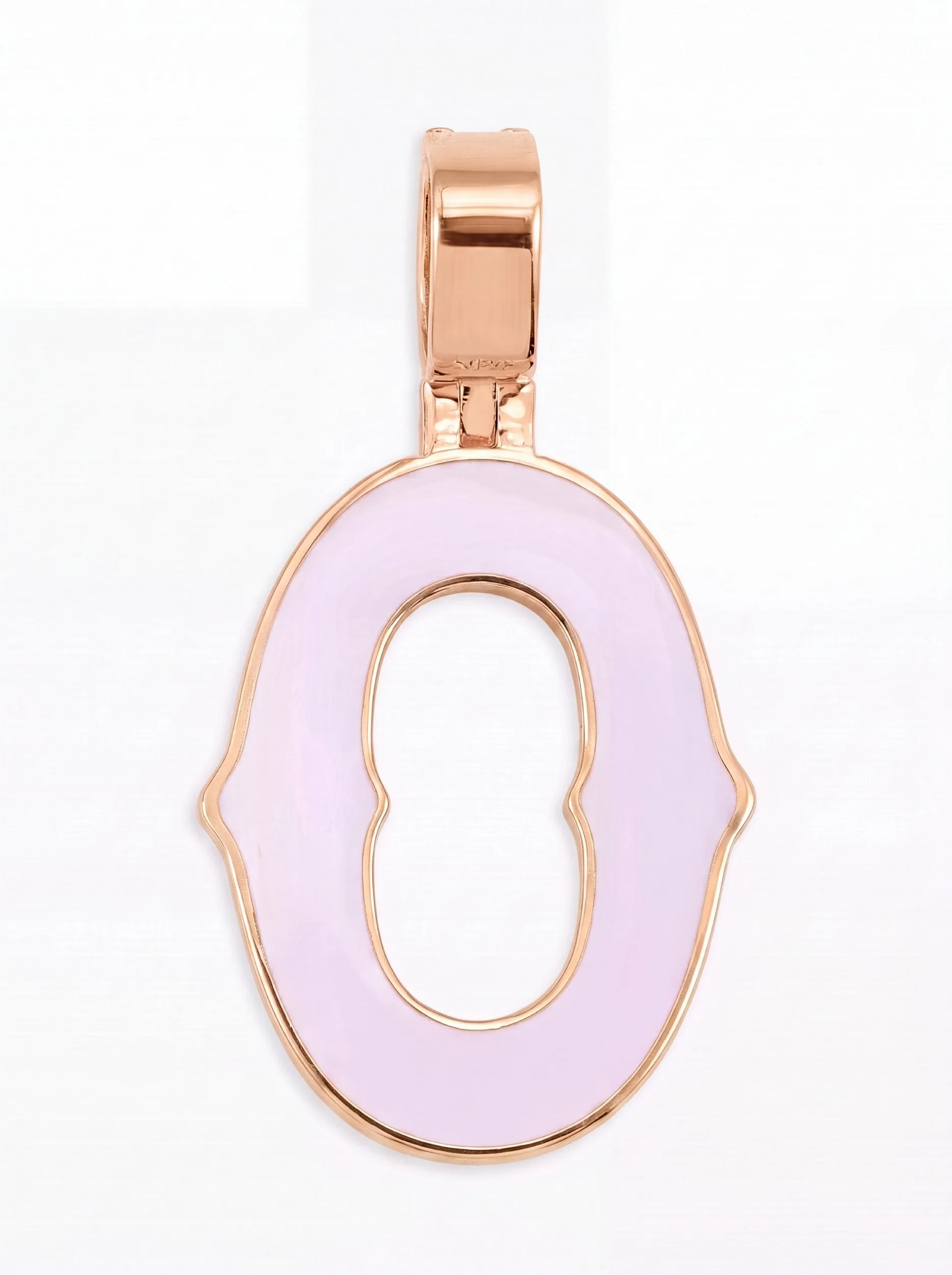 Moissanite Baguette Letter "O" Pendant - in white gold (view 12 of 14)