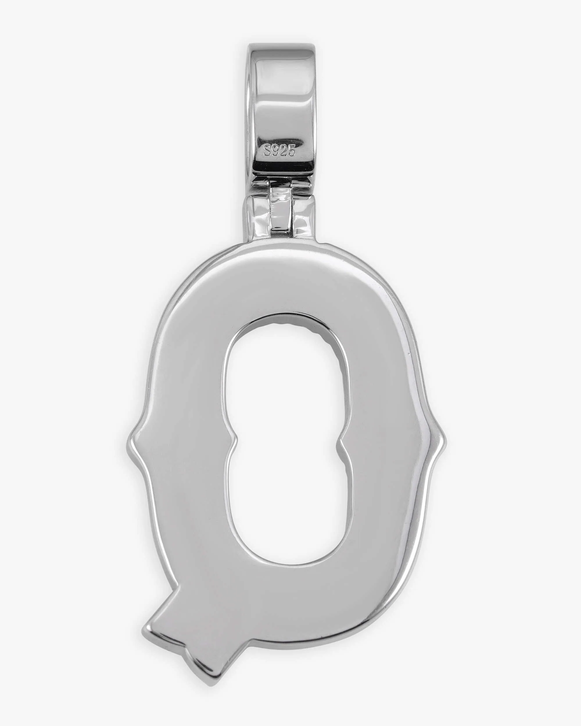 Moissanite Baguette Letter "Q" Pendant - in white gold (view 3 of 14)