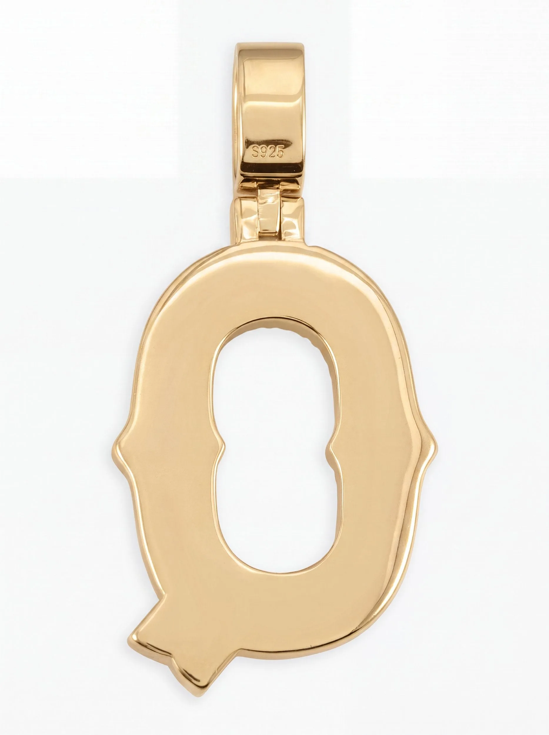 Moissanite Baguette Letter "Q" Pendant - in white gold (view 8 of 14)