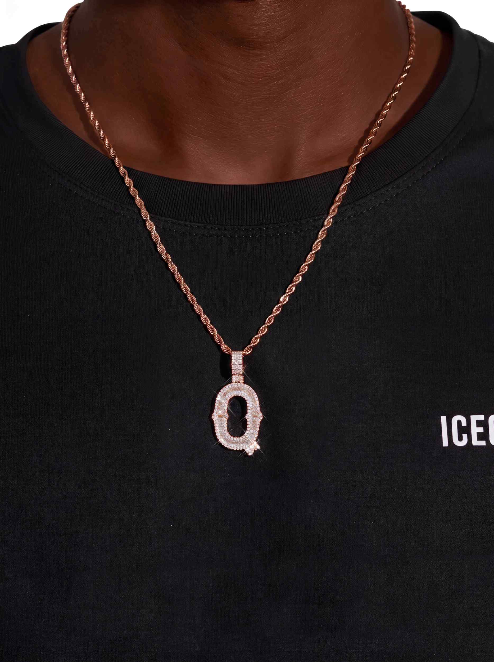 Moissanite Baguette Letter "Q" Pendant - in white gold (view 12 of 14)