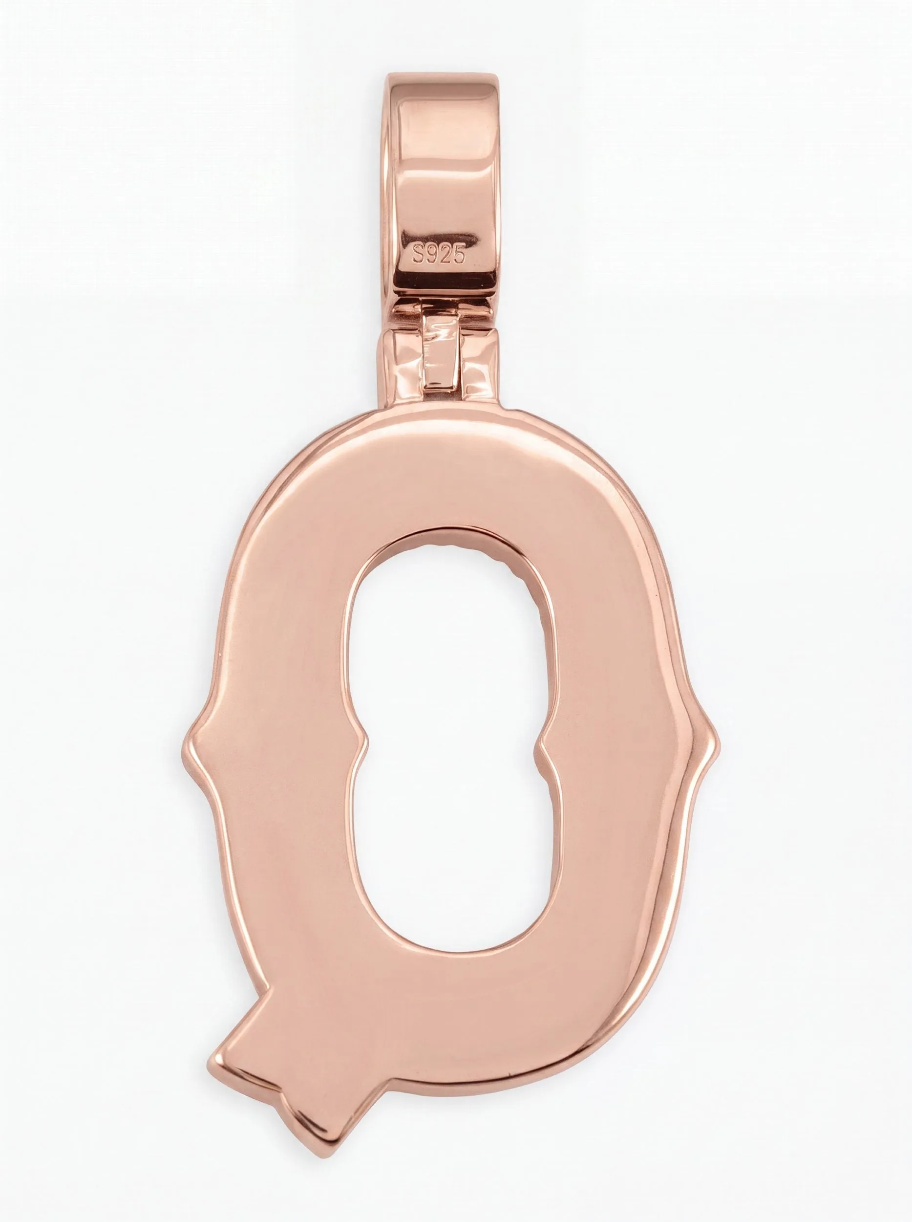 Moissanite Baguette Letter "Q" Pendant - in white gold (view 13 of 14)