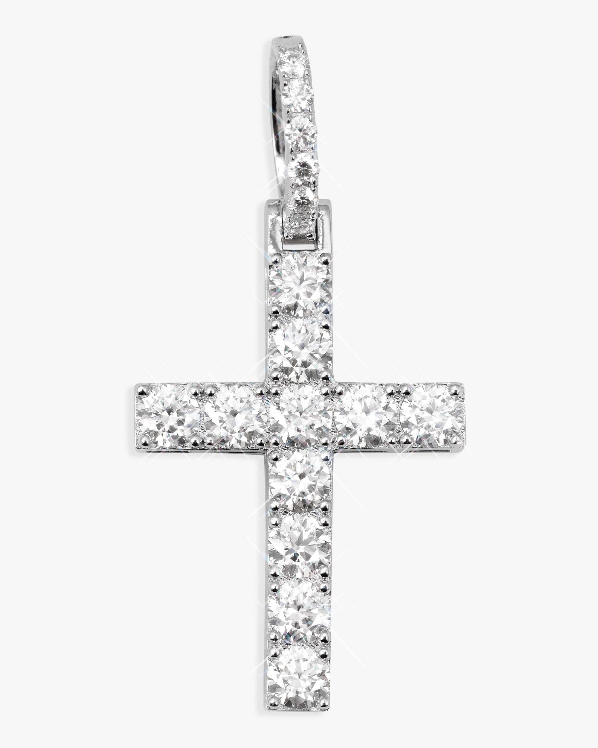 Moissanite Micro Cross Pendant 14K Gold