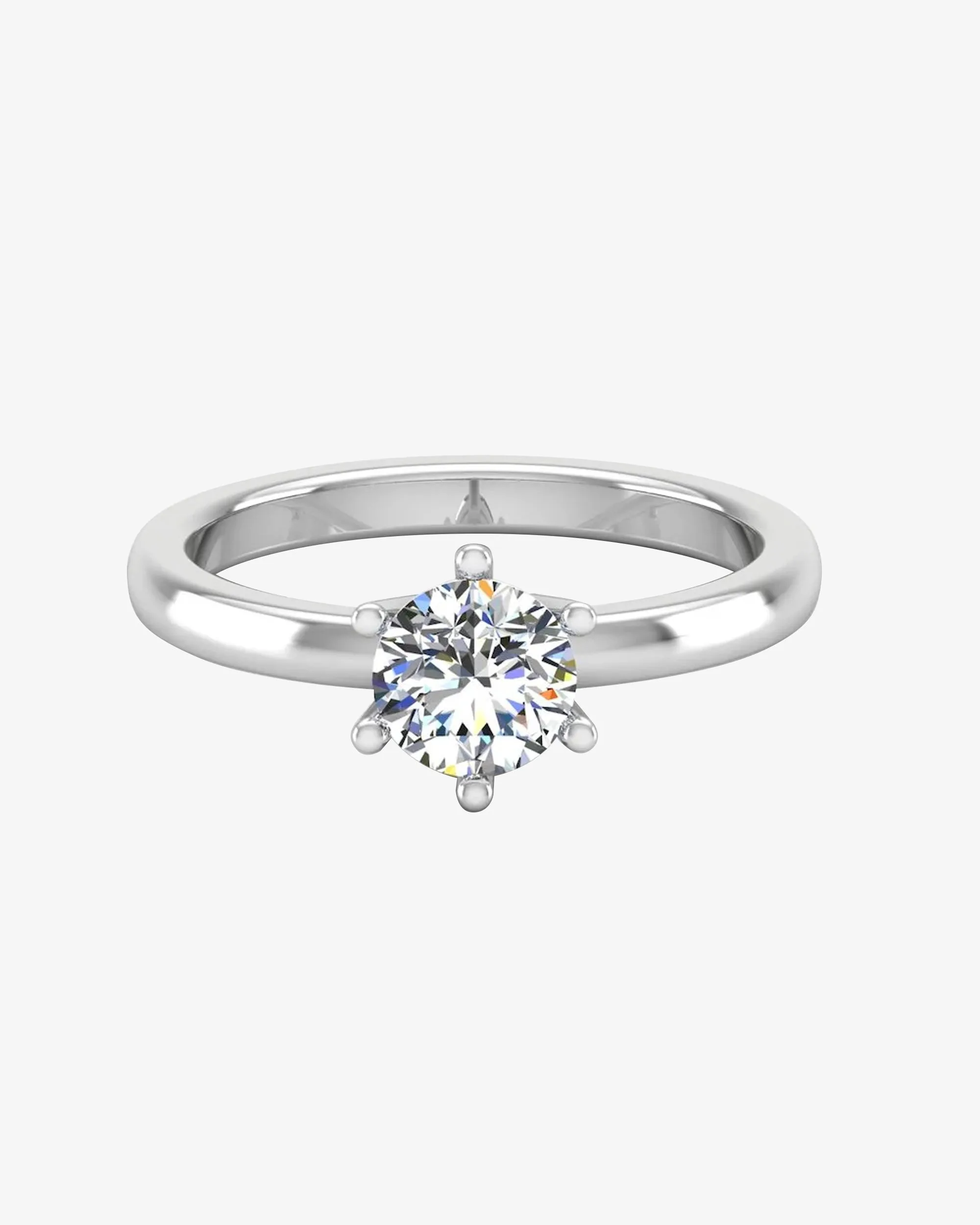 Moissanite Brilliant Solitaire Engagement Ring - in 14k gold (view 2 of 8)