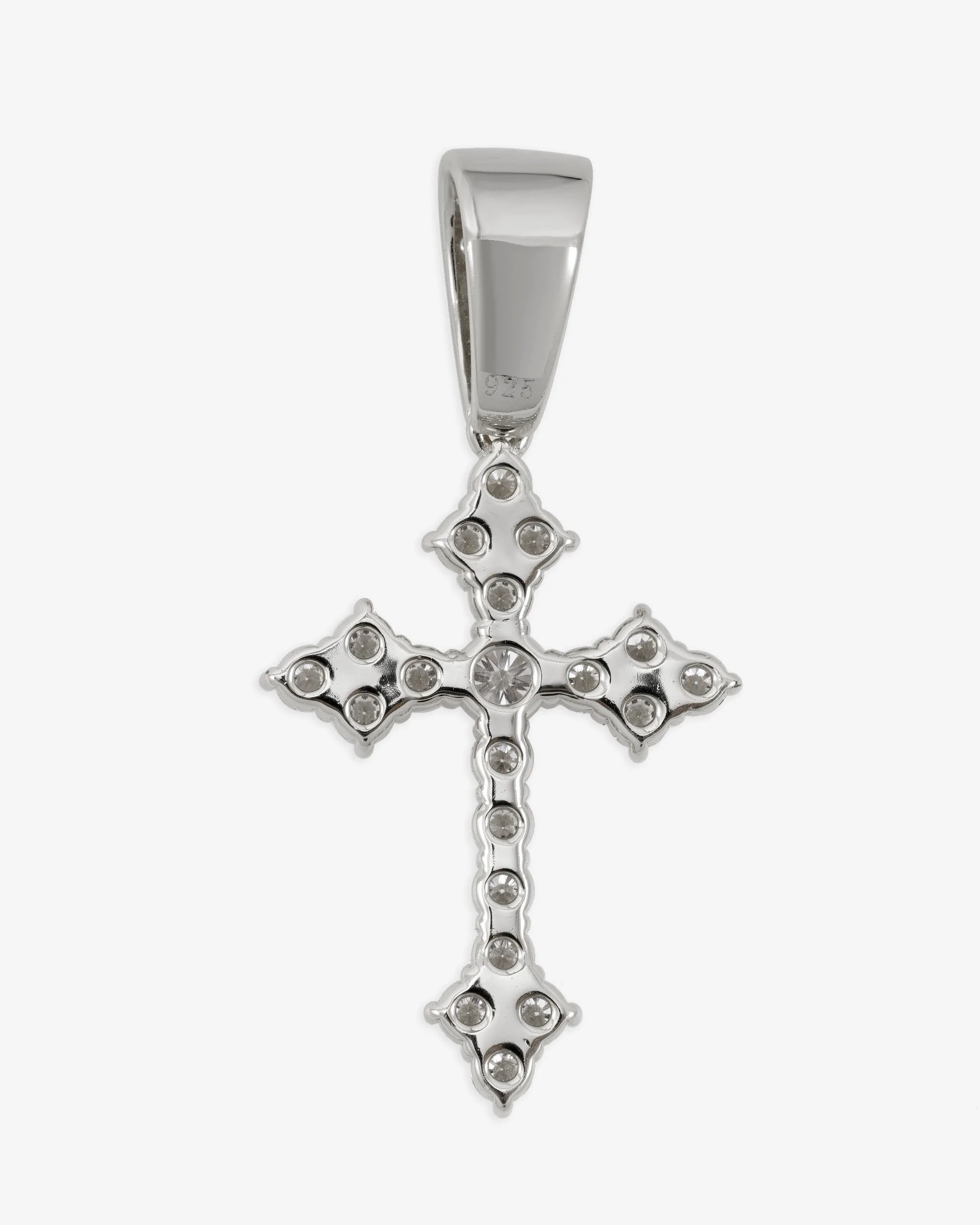 Moissanite Budded Cross Pendant 14K Gold (view 3 of 9)