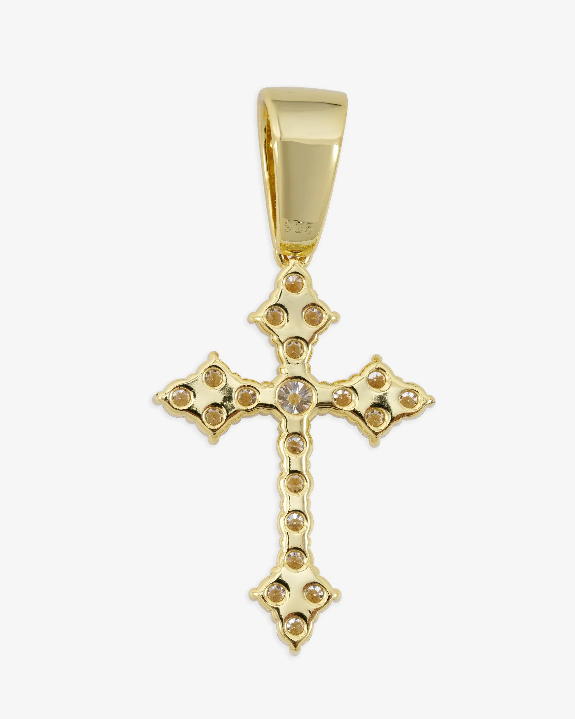 Moissanite Budded Cross Pendant 14K Gold (view 6 of 9)