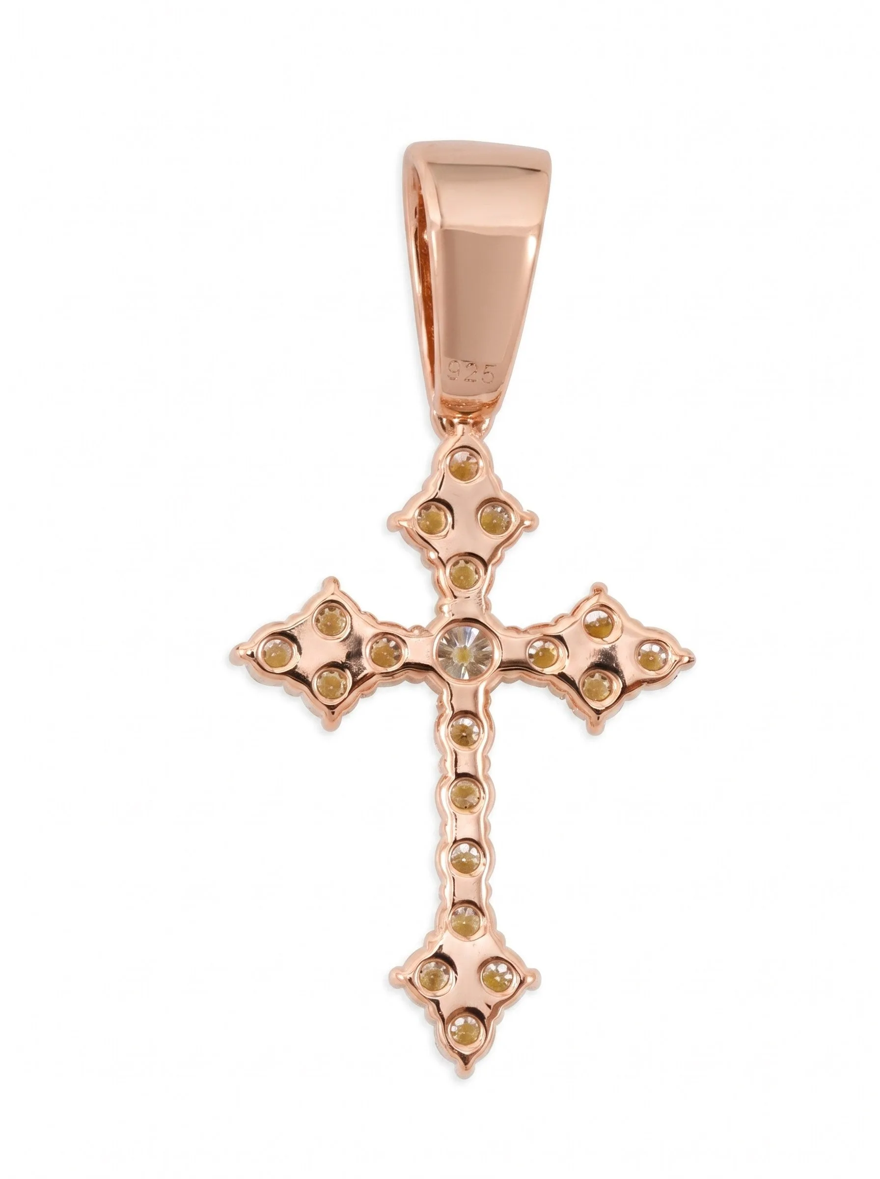 Moissanite Budded Cross Pendant 14K Gold (view 8 of 9)