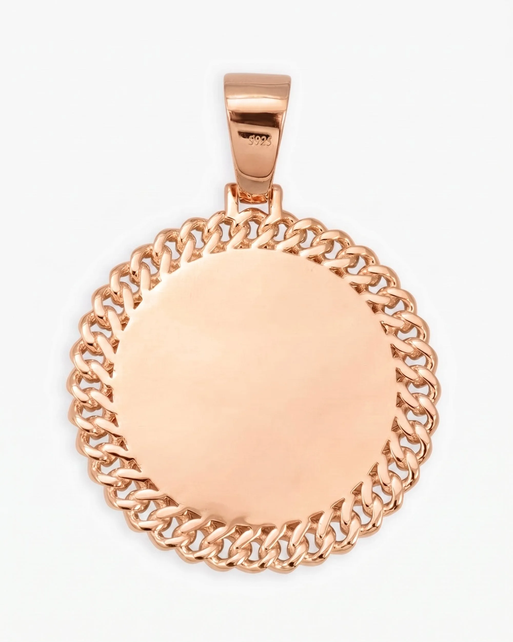 Moissanite Circle Cuban Photo Pendant - in 925 silver & moissanite (view 9 of 15)