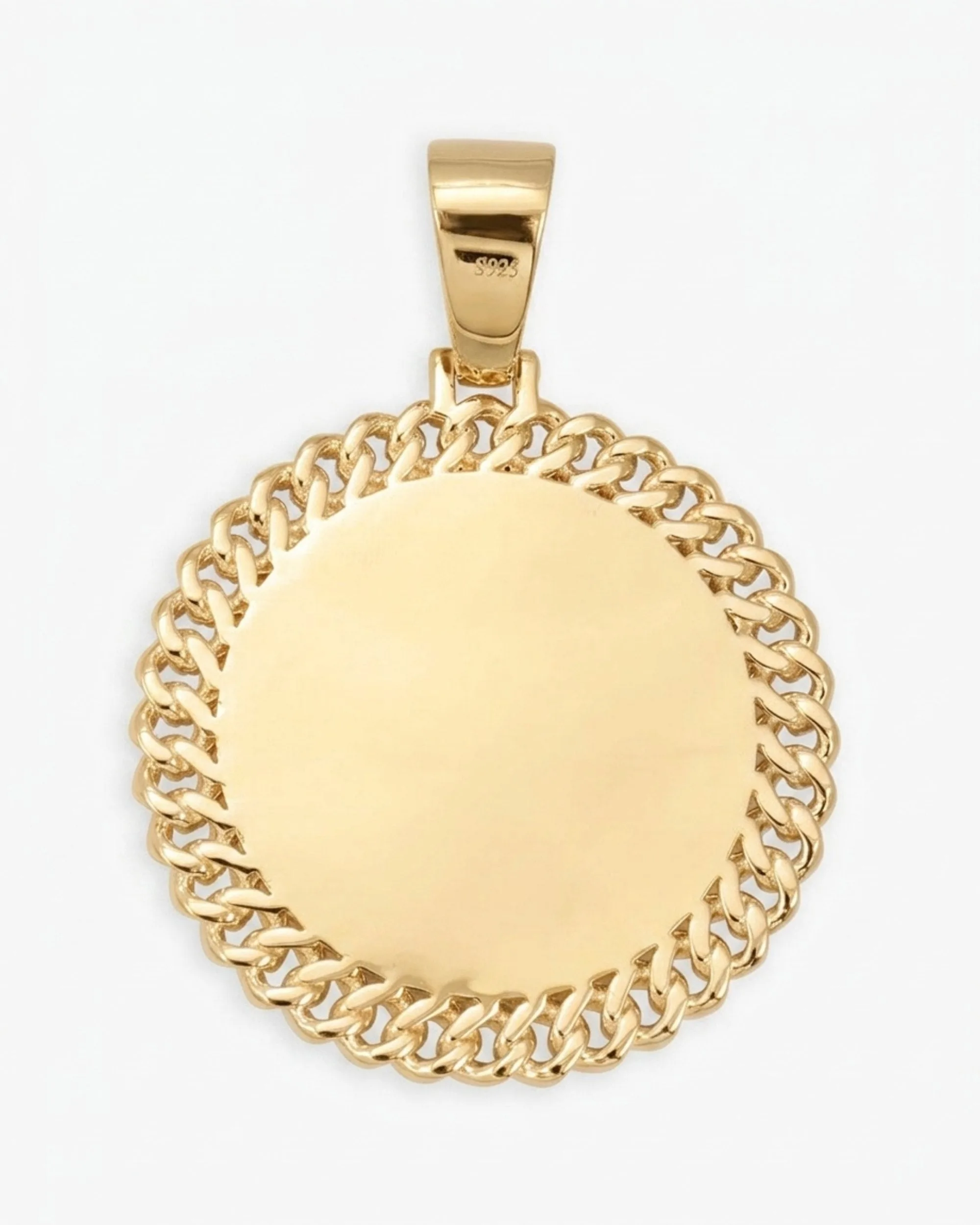 Moissanite Circle Cuban Photo Pendant - in 925 silver & moissanite (view 14 of 15)