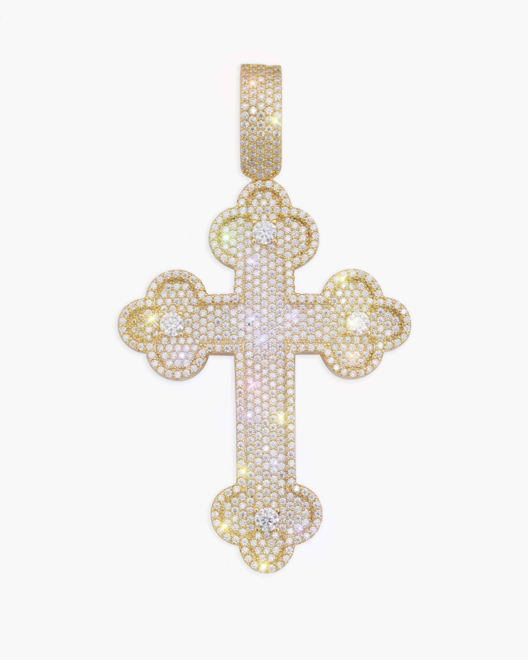 Moissanite Clover Cross Pendant 14K Gold (view 6 of 11)
