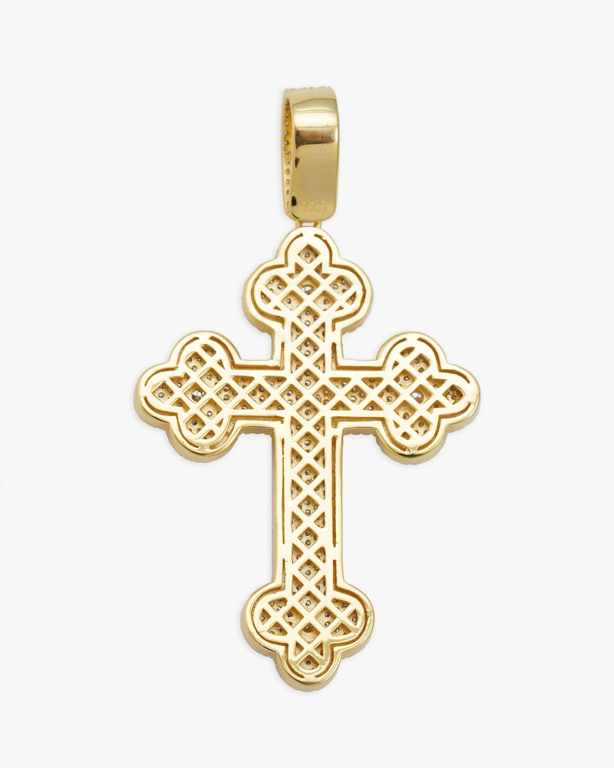 Moissanite Clover Cross Pendant 14K Gold (view 7 of 11)