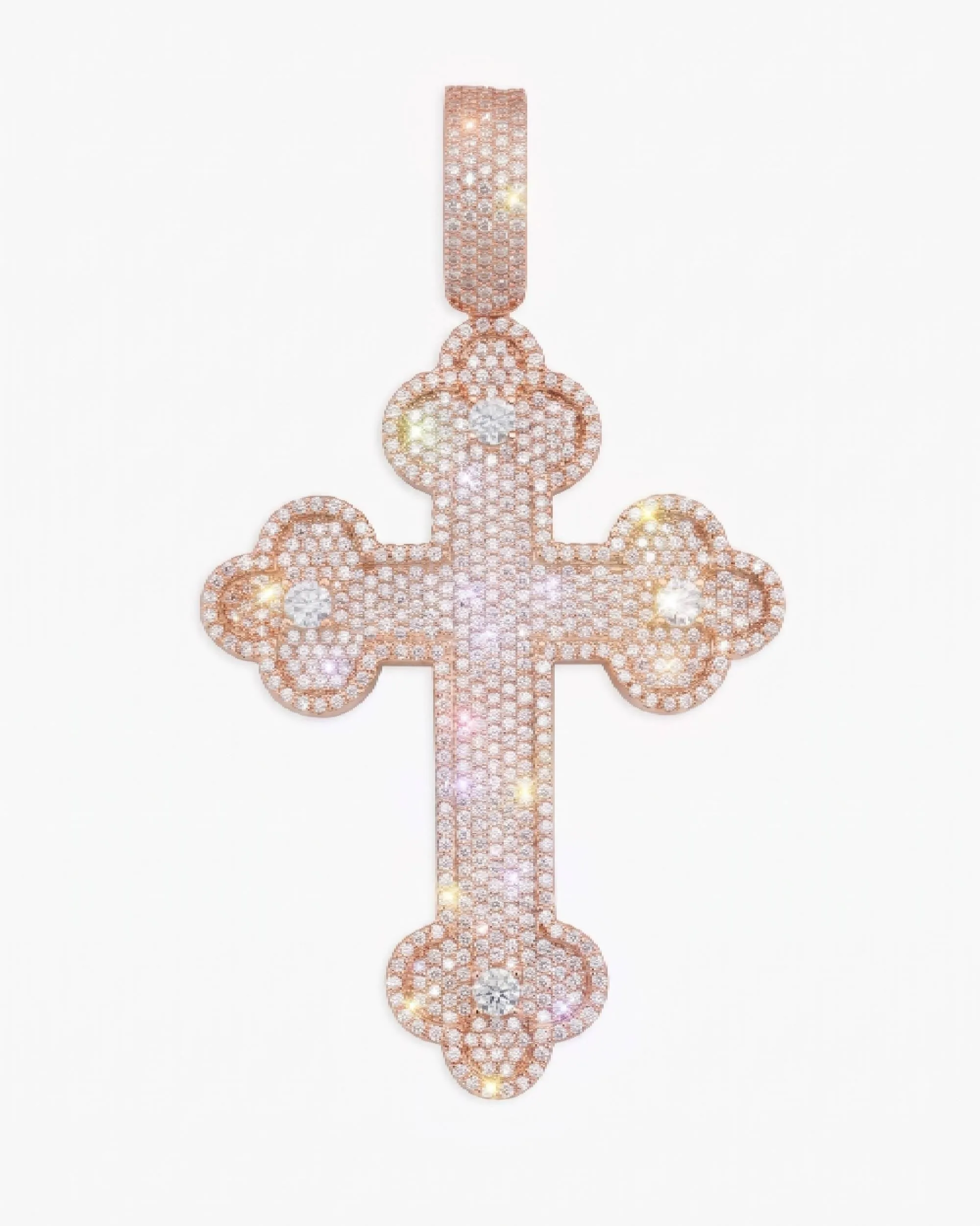 Moissanite Clover Cross Pendant 14K Gold (view 9 of 11)