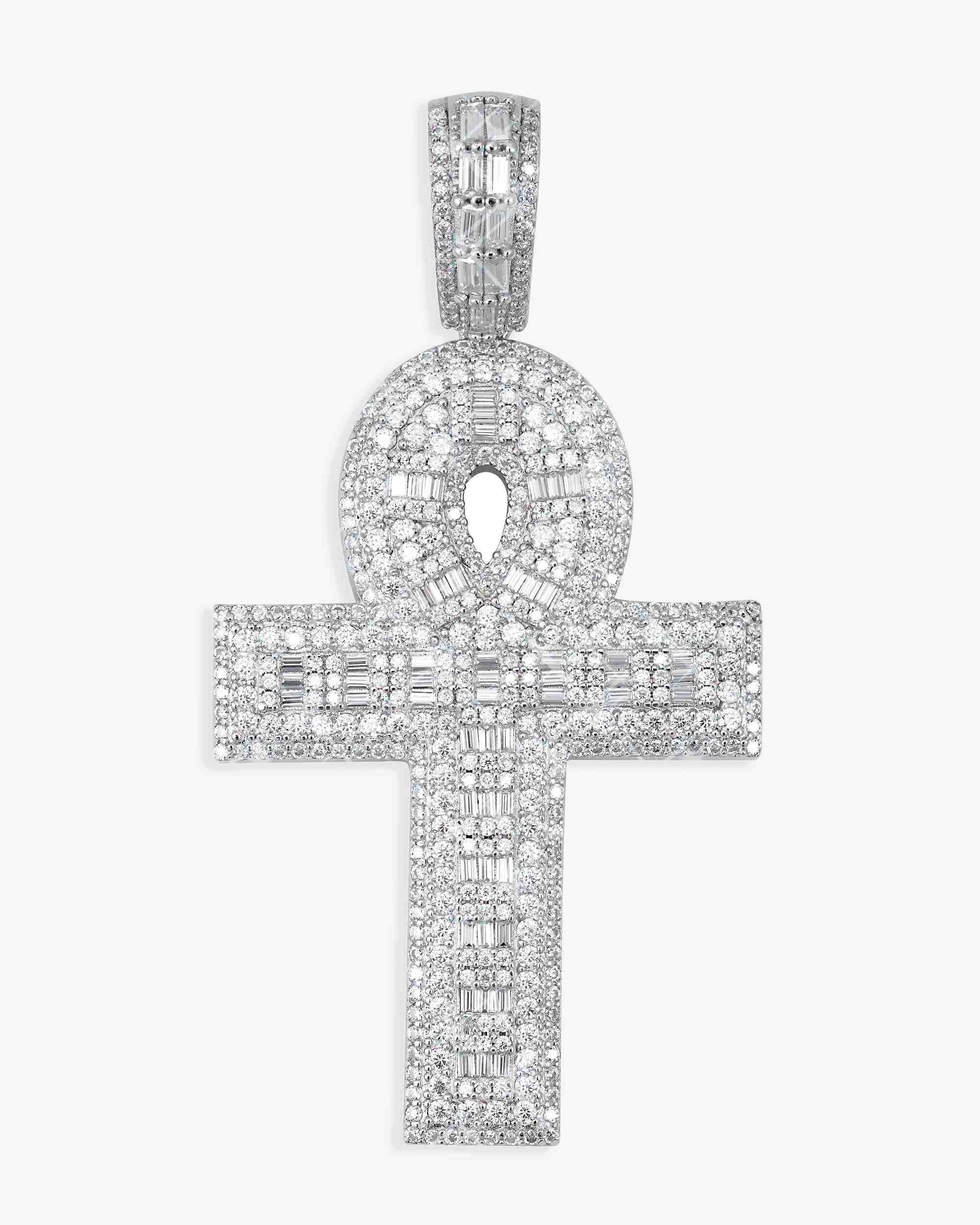 Moissanite Cross Hoop Pendant 14K - earrings