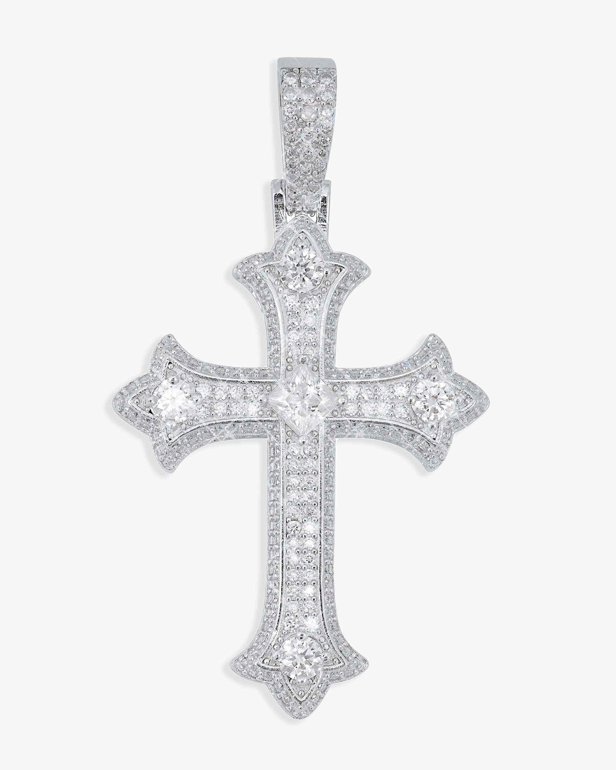 Moissanite Cross Pendant 14K Gold