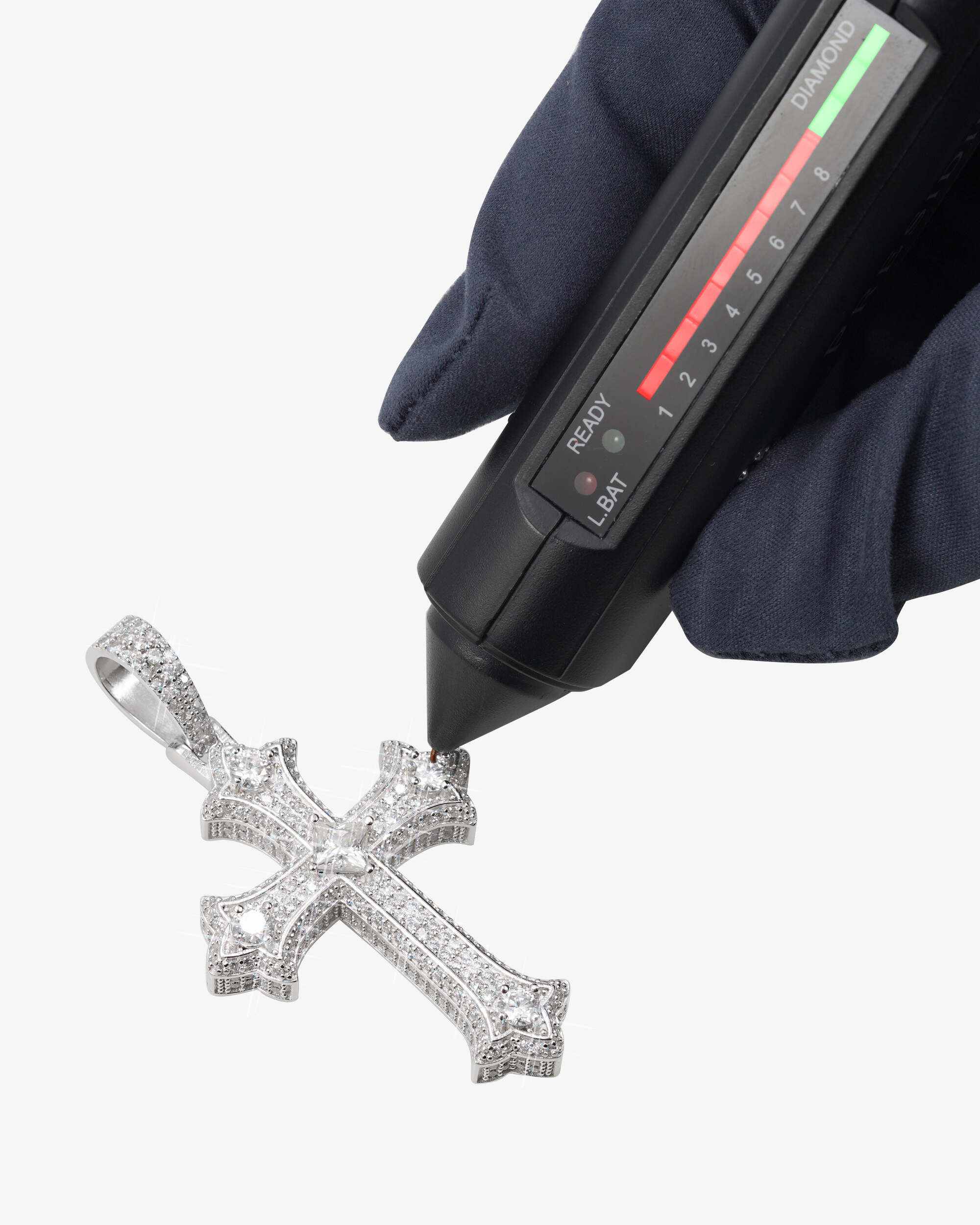 Moissanite Cross Pendant 14K Gold (view 6 of 6)