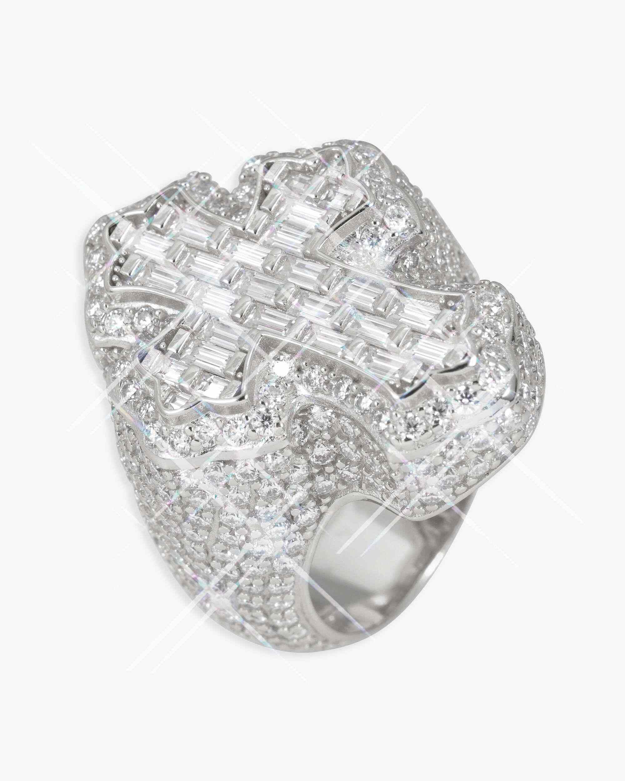 Moissanite Fleur Cross Ring 14K Gold (view 6 of 16)