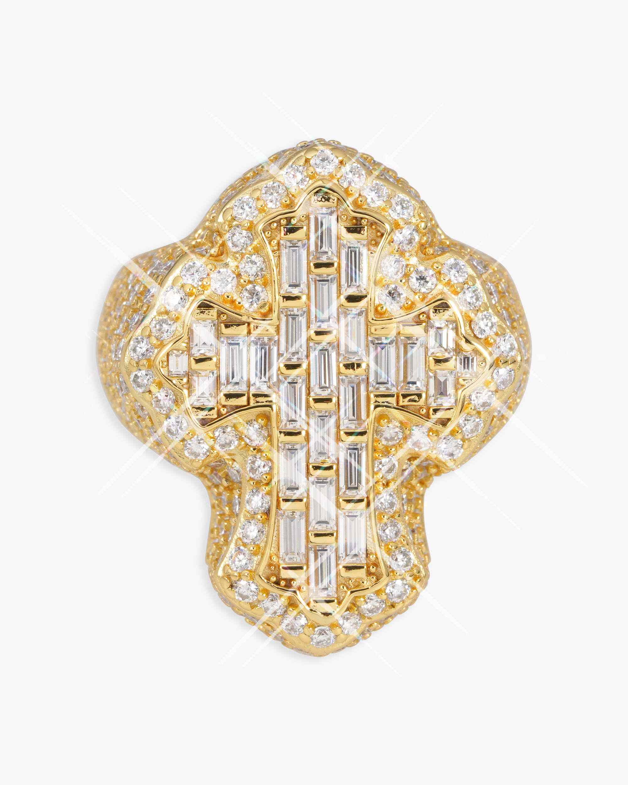 Moissanite Fleur Cross Ring 14K Gold (view 8 of 16)