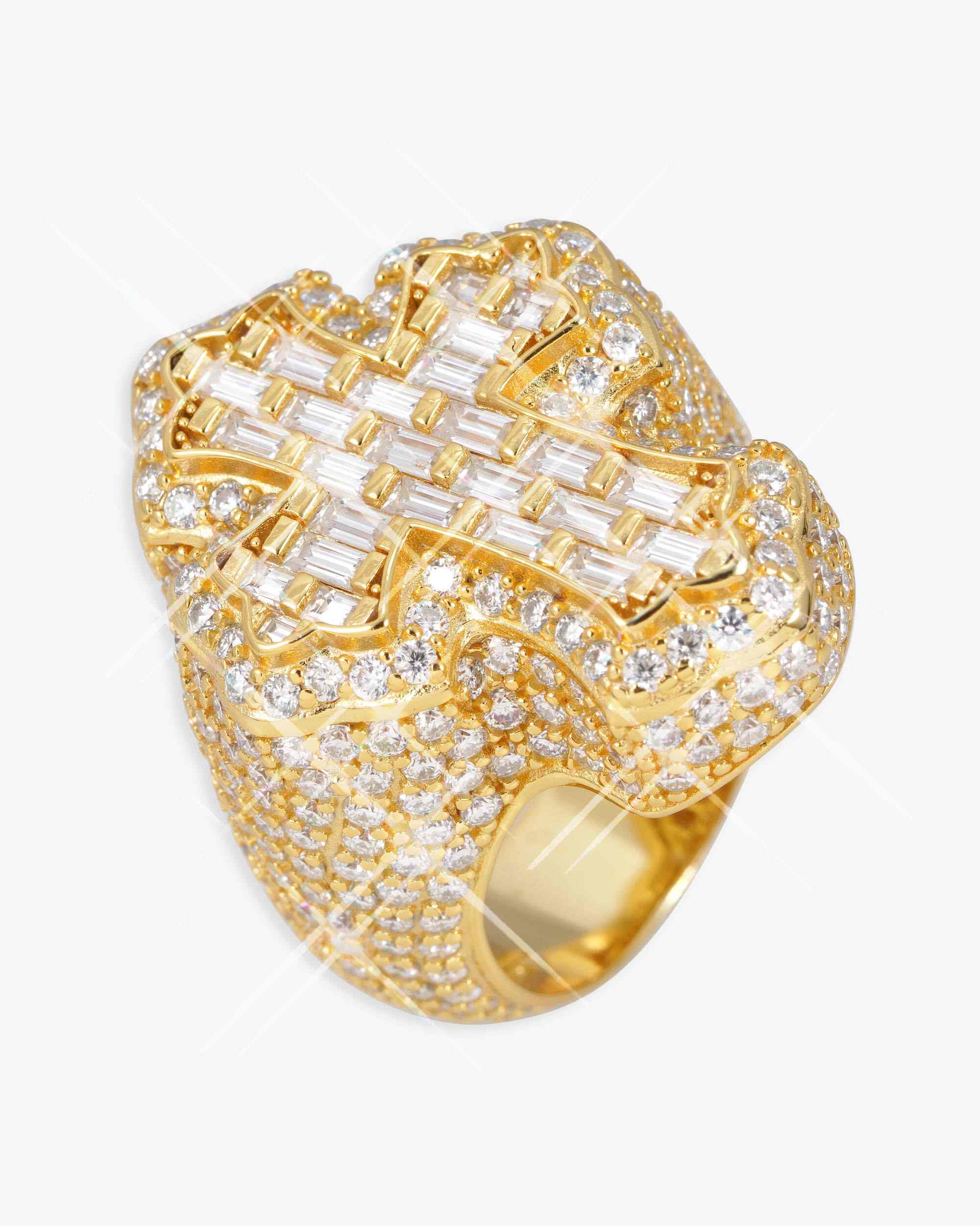 Moissanite Fleur Cross Ring 14K Gold (view 9 of 16)
