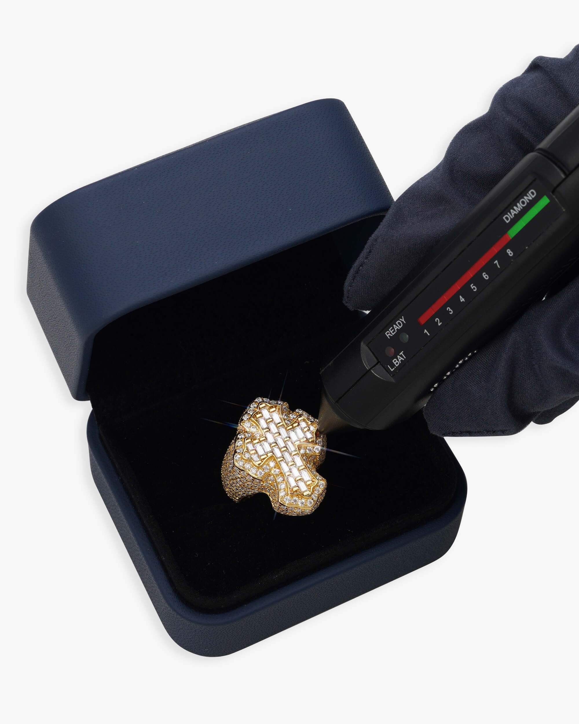 Moissanite Fleur Cross Ring 14K Gold (view 11 of 16)