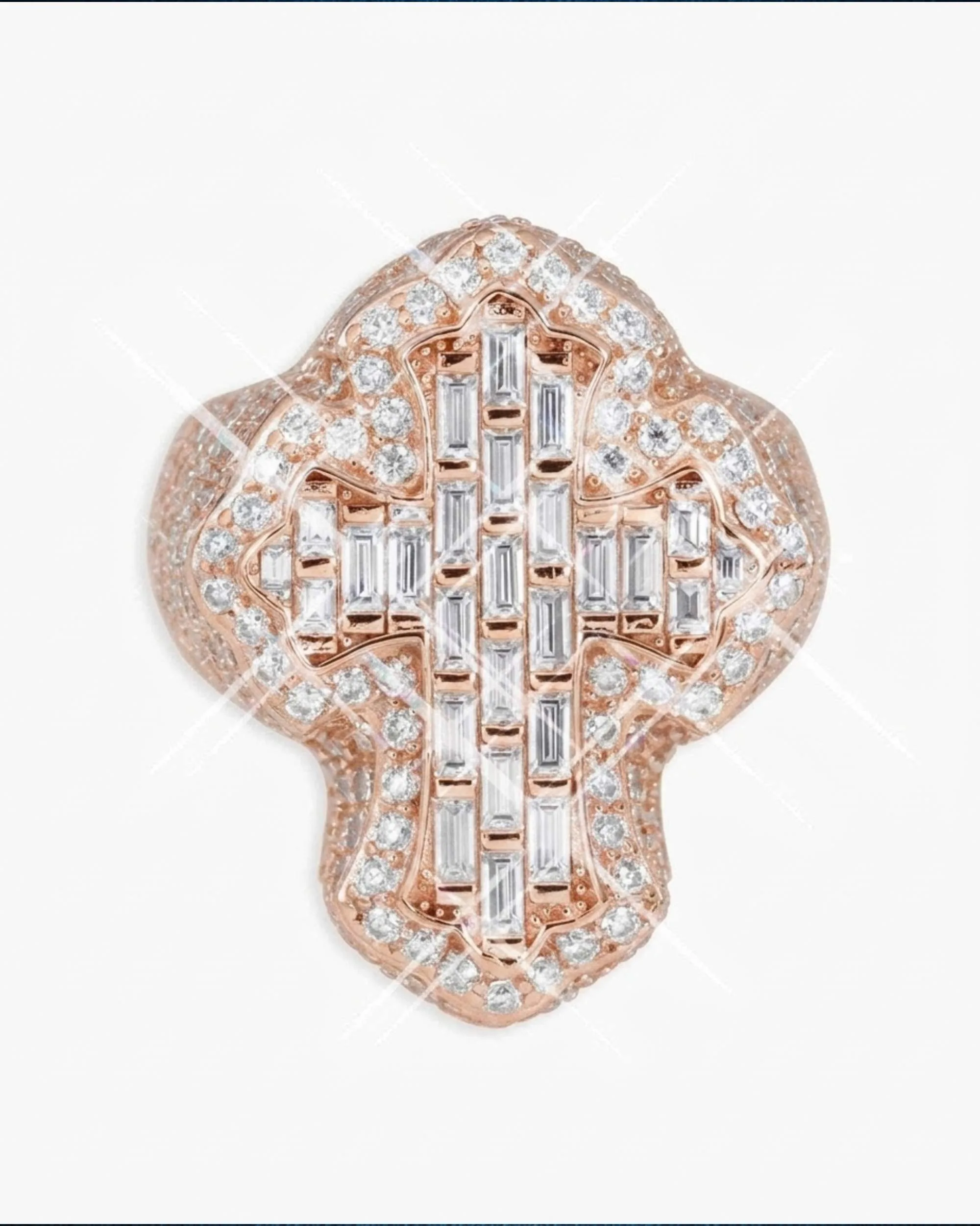 Moissanite Fleur Cross Ring 14K Gold (view 12 of 16)