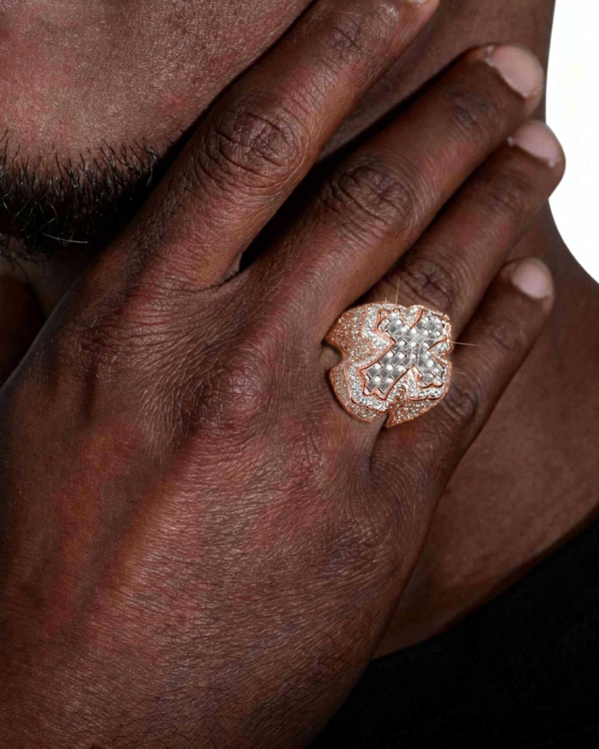 Moissanite Fleur Cross Ring 14K Gold (view 13 of 16)