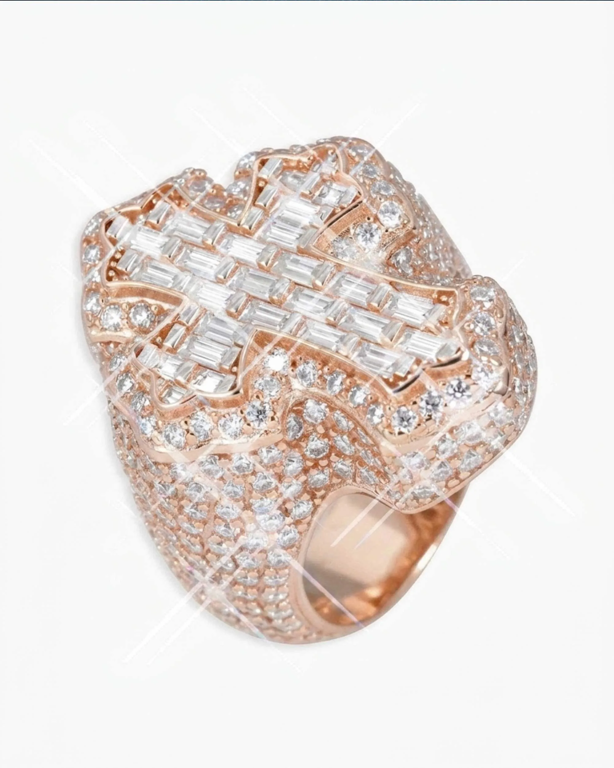 Moissanite Fleur Cross Ring 14K Gold (view 14 of 16)