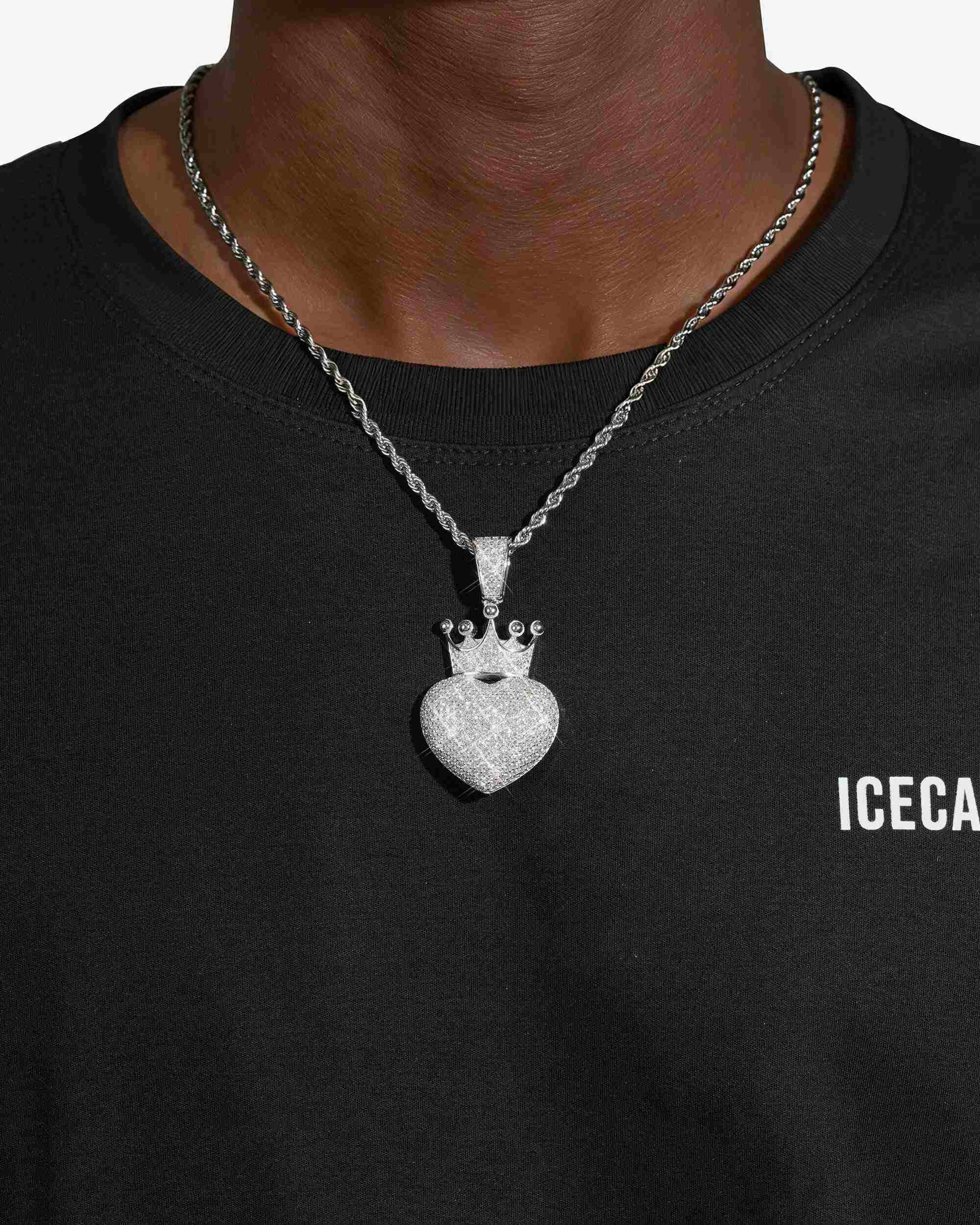 Moissanite Crowned Heart Pendant 14K Gold (view 2 of 9)