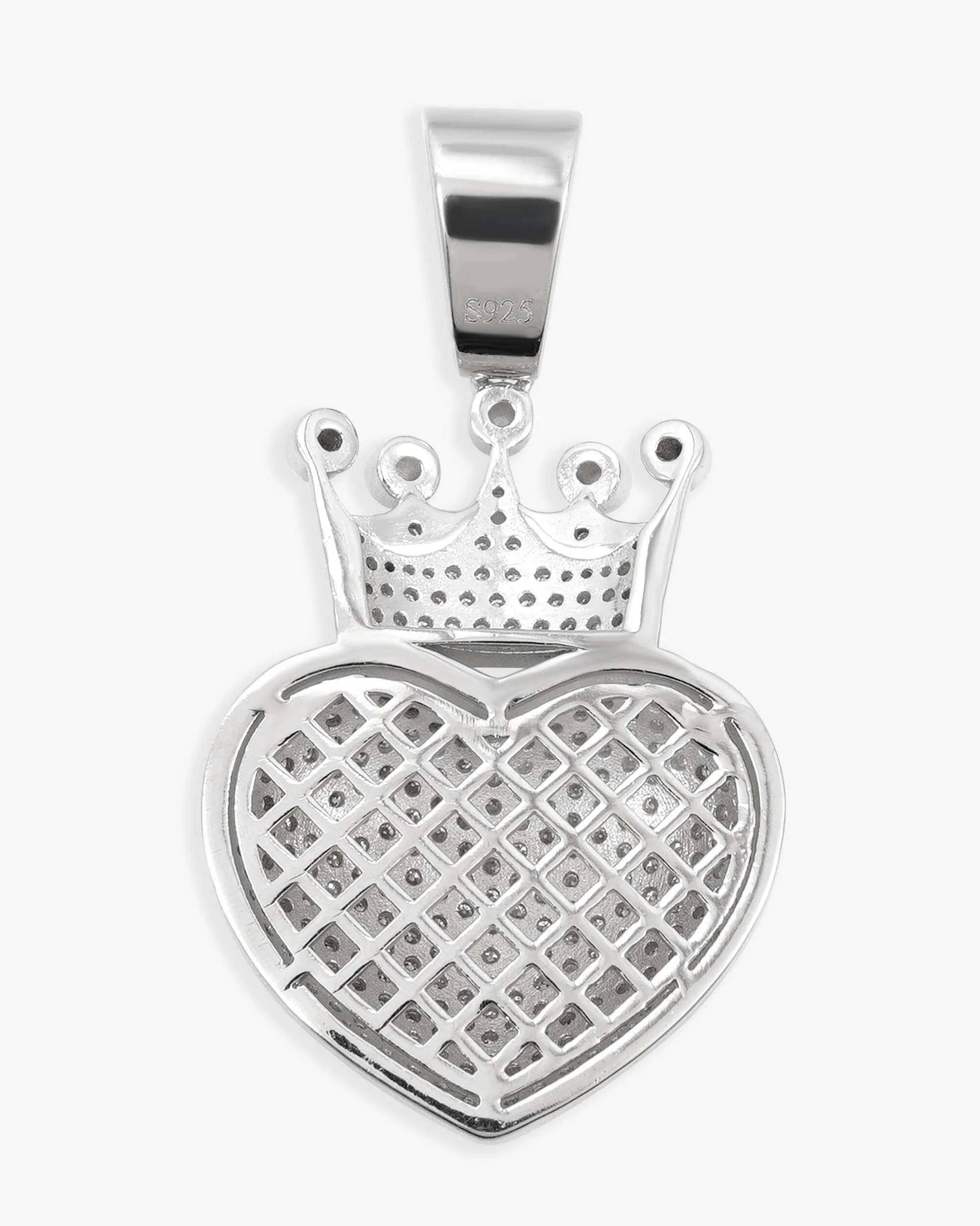 Moissanite Crowned Heart Pendant 14K Gold (view 3 of 9)