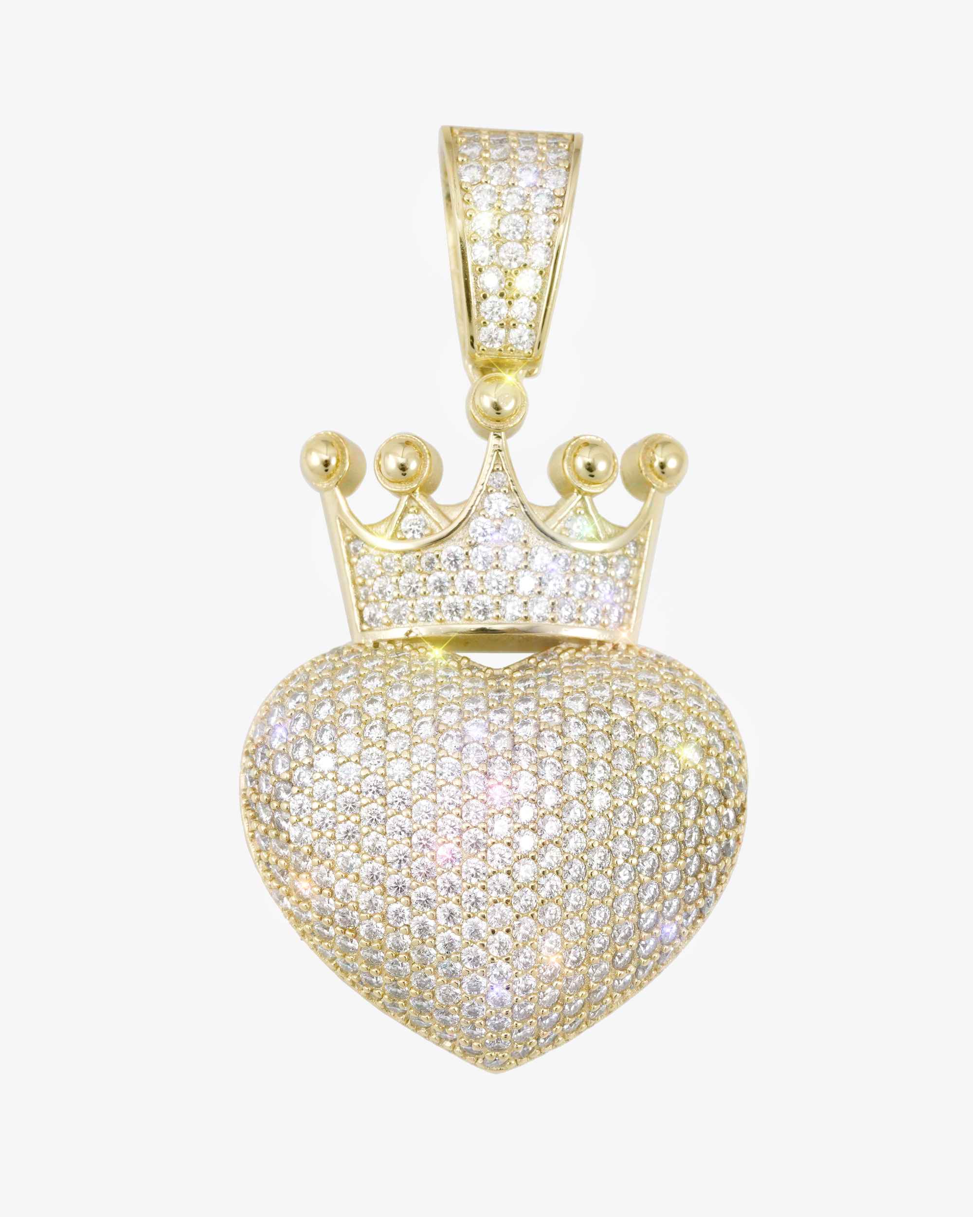 Moissanite Crowned Heart Pendant 14K Gold (view 5 of 9)
