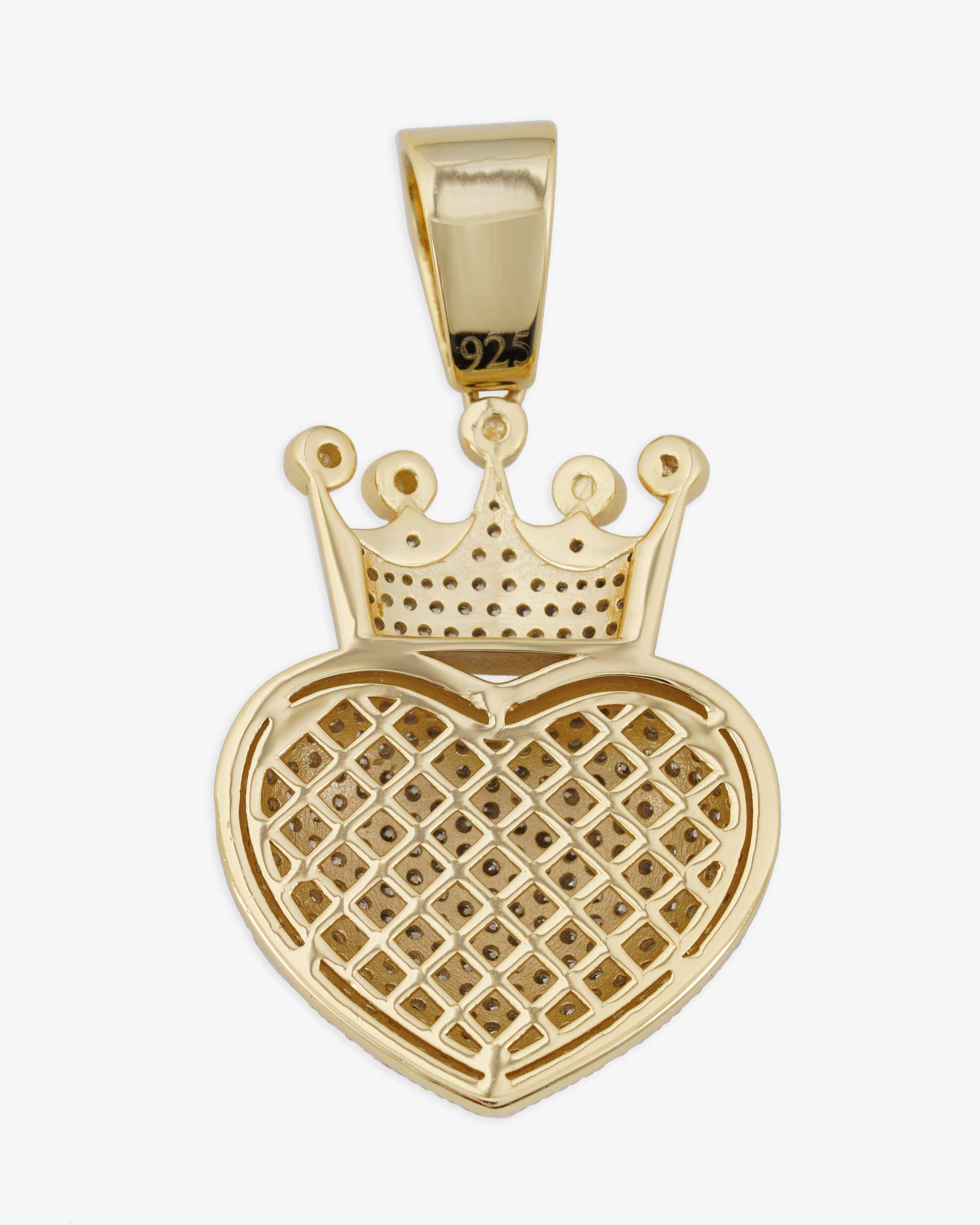 Moissanite Crowned Heart Pendant 14K Gold (view 6 of 9)